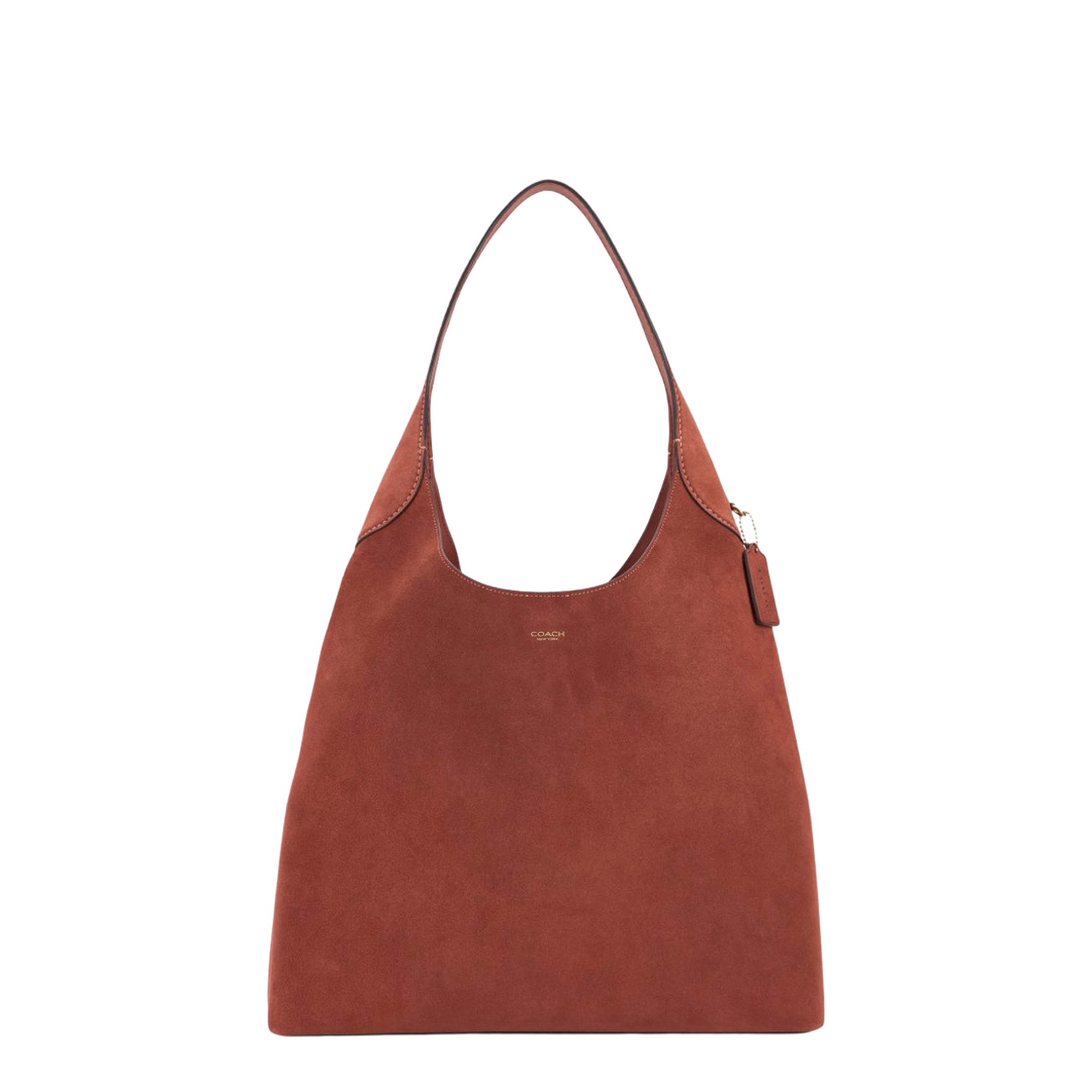 Brooklyn 39 Suede & Grained Leather Shoulder Bag - Brass/Warm Brown - Image 1