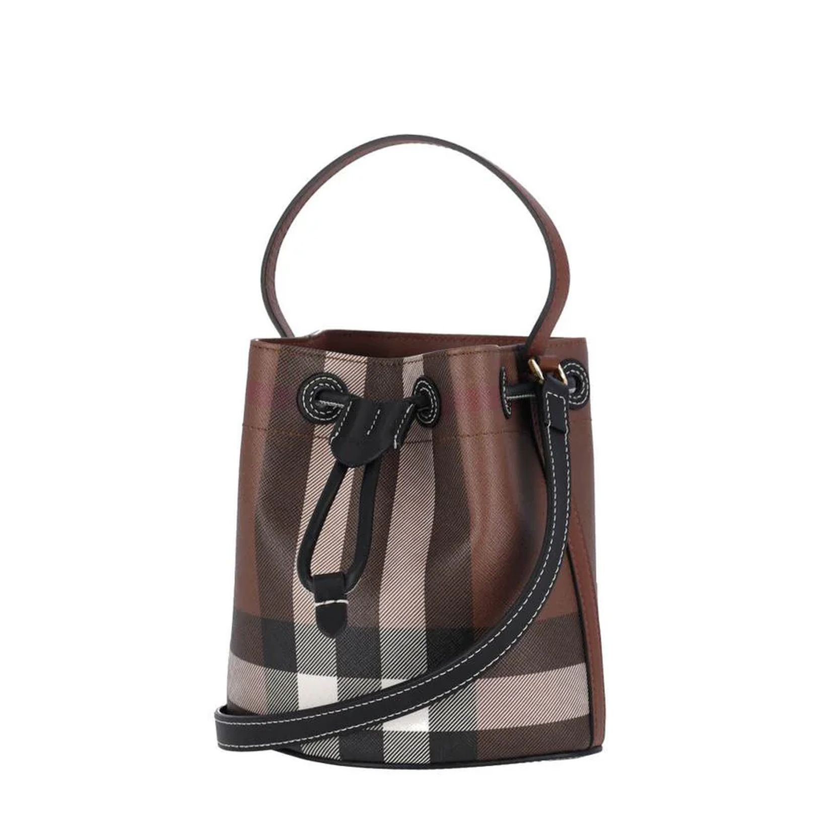 TB Mini PU-Polyester-Cotton Bucket Bag - Brown - Image 2