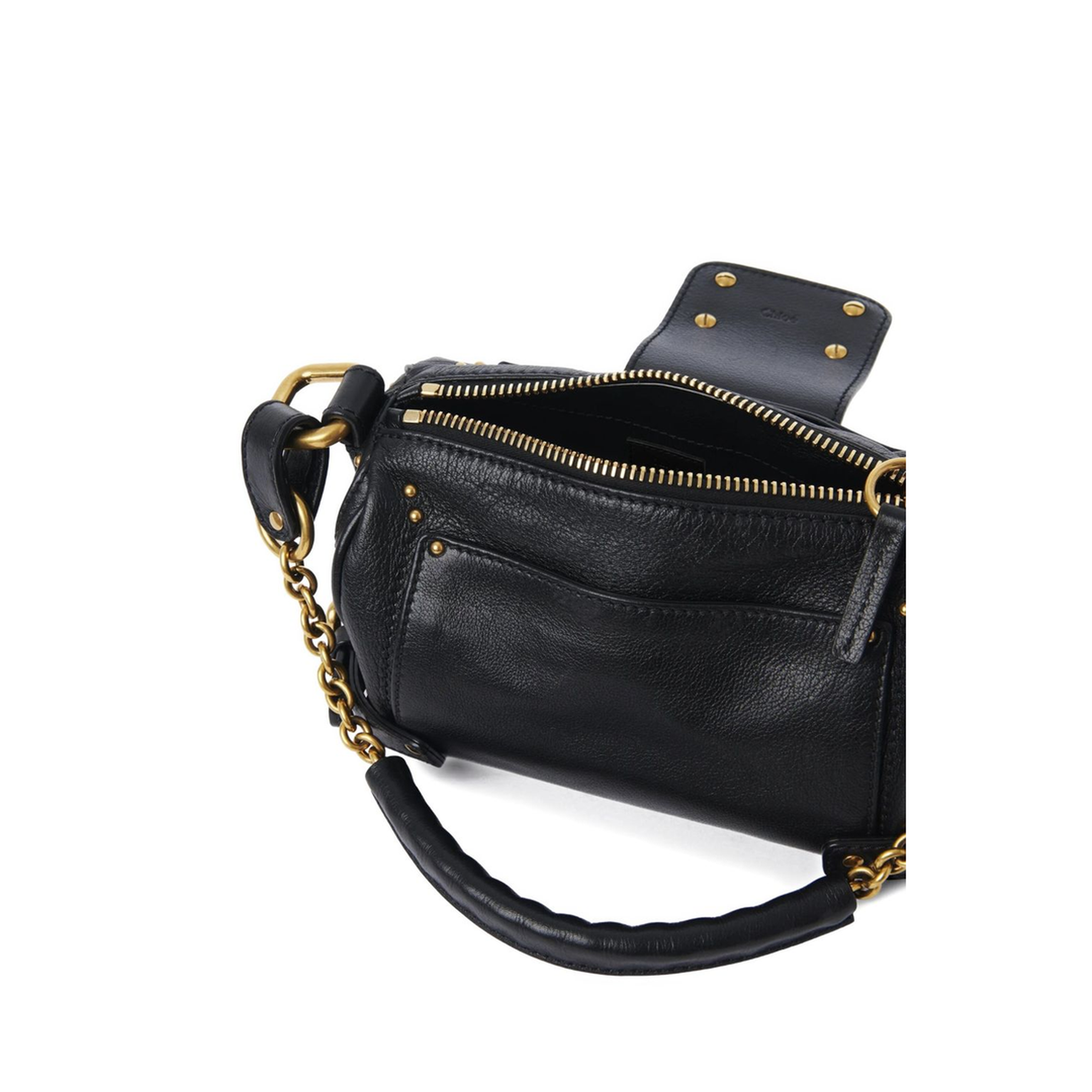 Small Paddington Chain Bag in Grained Leather Black - Image 4