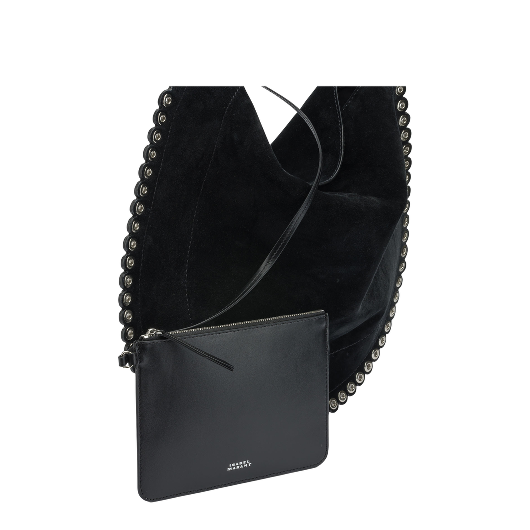 Oskan Suede Calfskin Leather Shoulder Bag - Black/Silver - Image 4