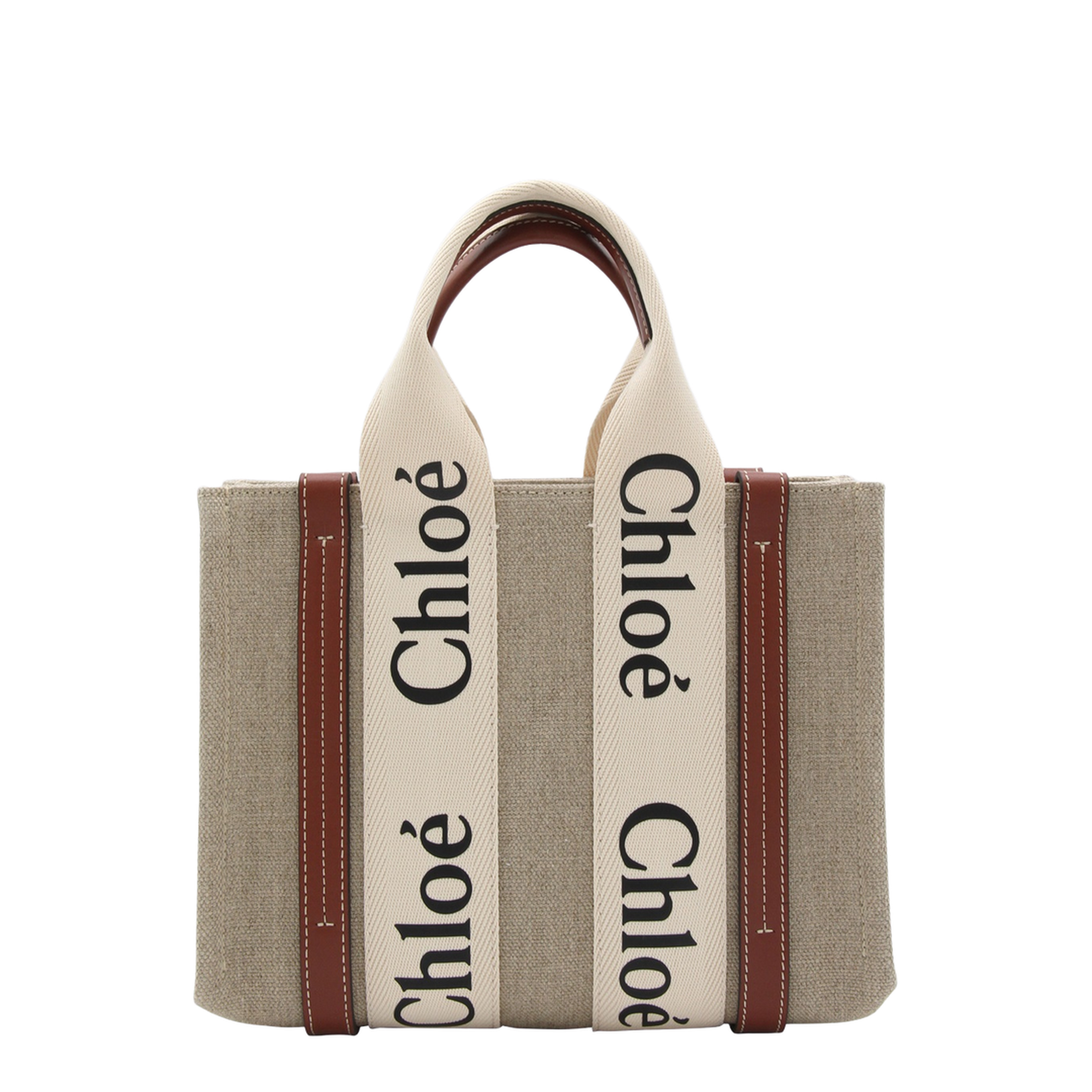 Woody Small Linen Canvas Tote - Marrón - Image 6
