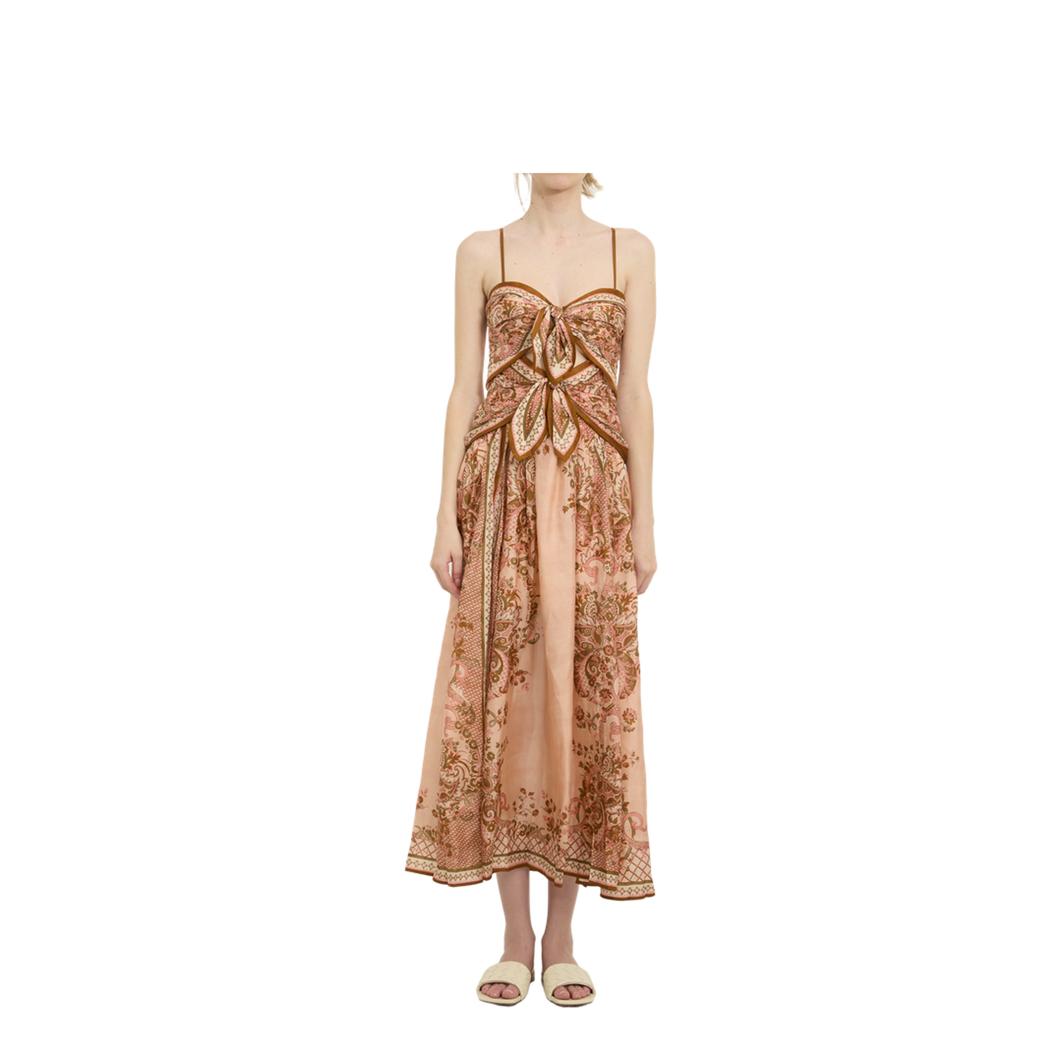 Aster Scarf Print Midi Dress - Image 1