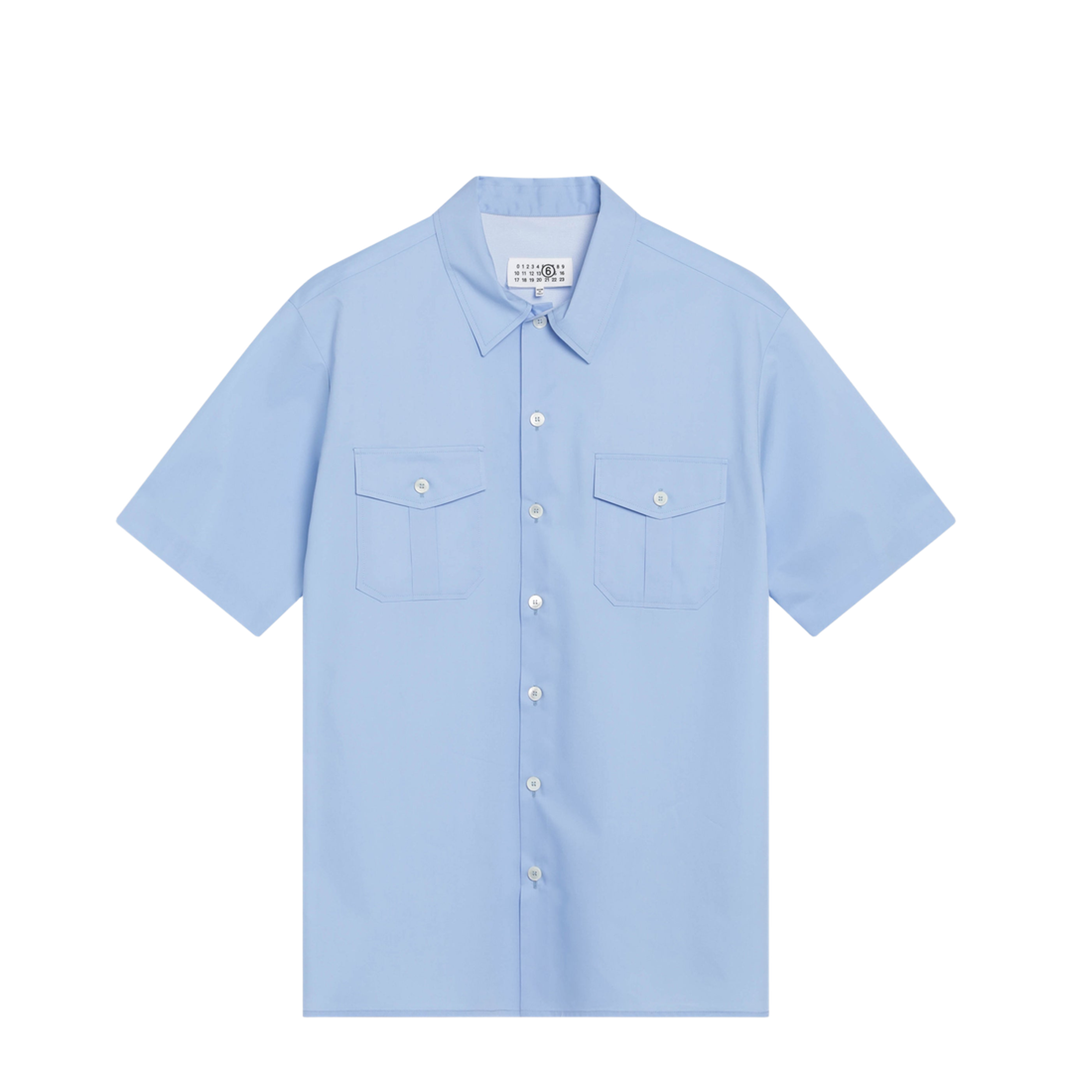 Short-sleeve poplin shirt with reinforcements, light blue - Image 1