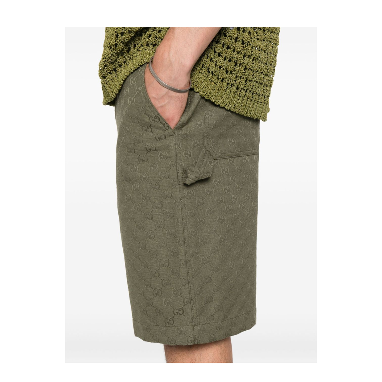 GG Canvas Shorts in Forest Green - Image 2