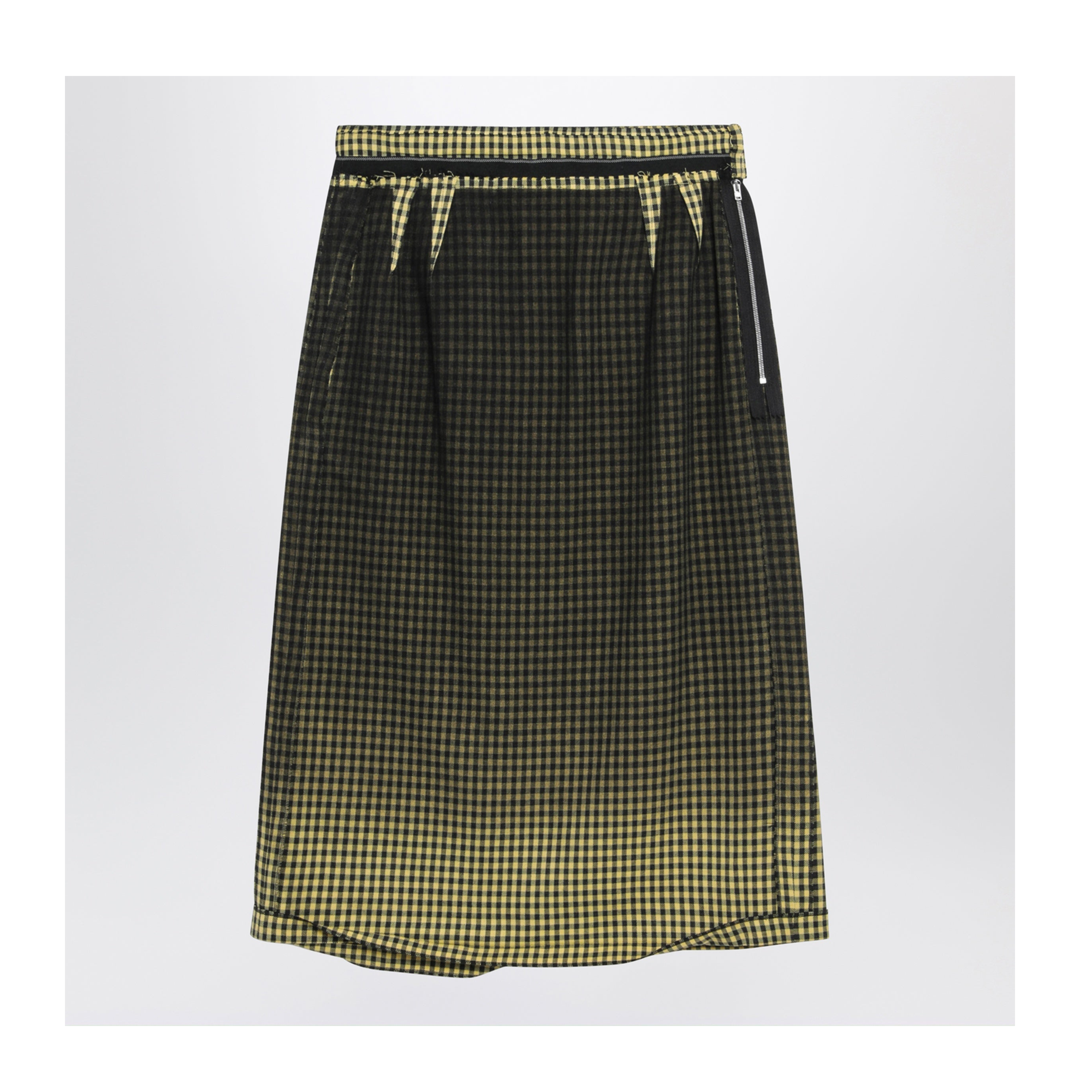 Virgin Wool Midi Skirt with Faded Check Pattern - Image 1