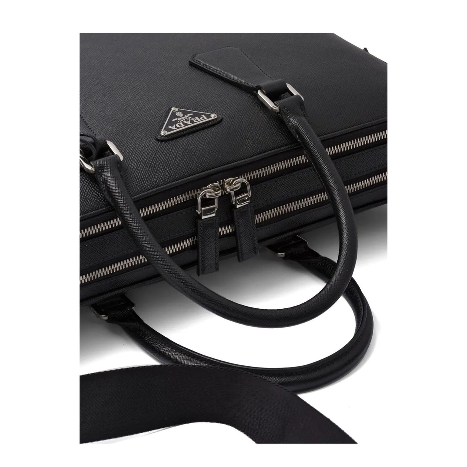 Saffiano Leather Briefcase Black - Image 5