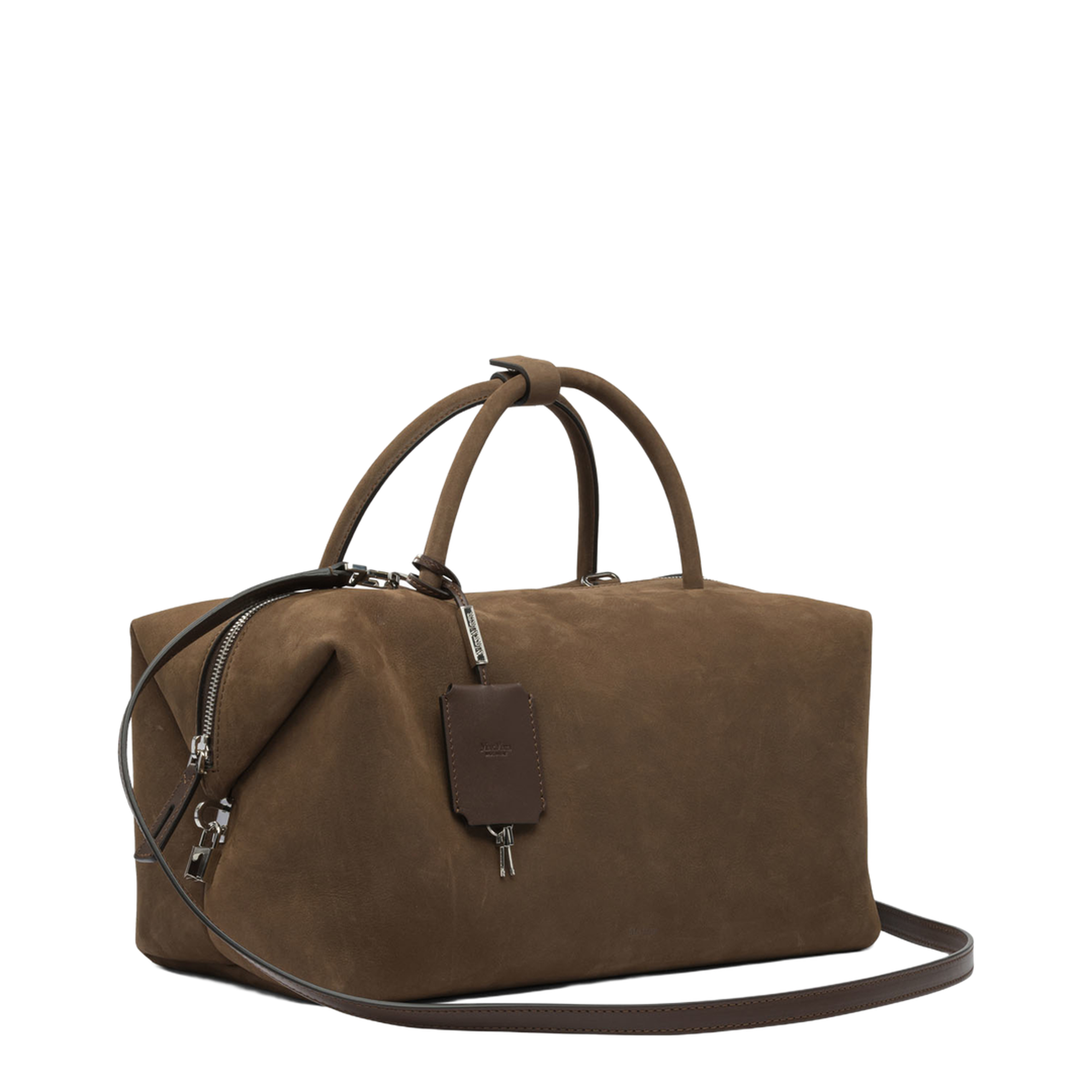 Large Nubuck Leather Boston Bag - Cocoa - Image 2