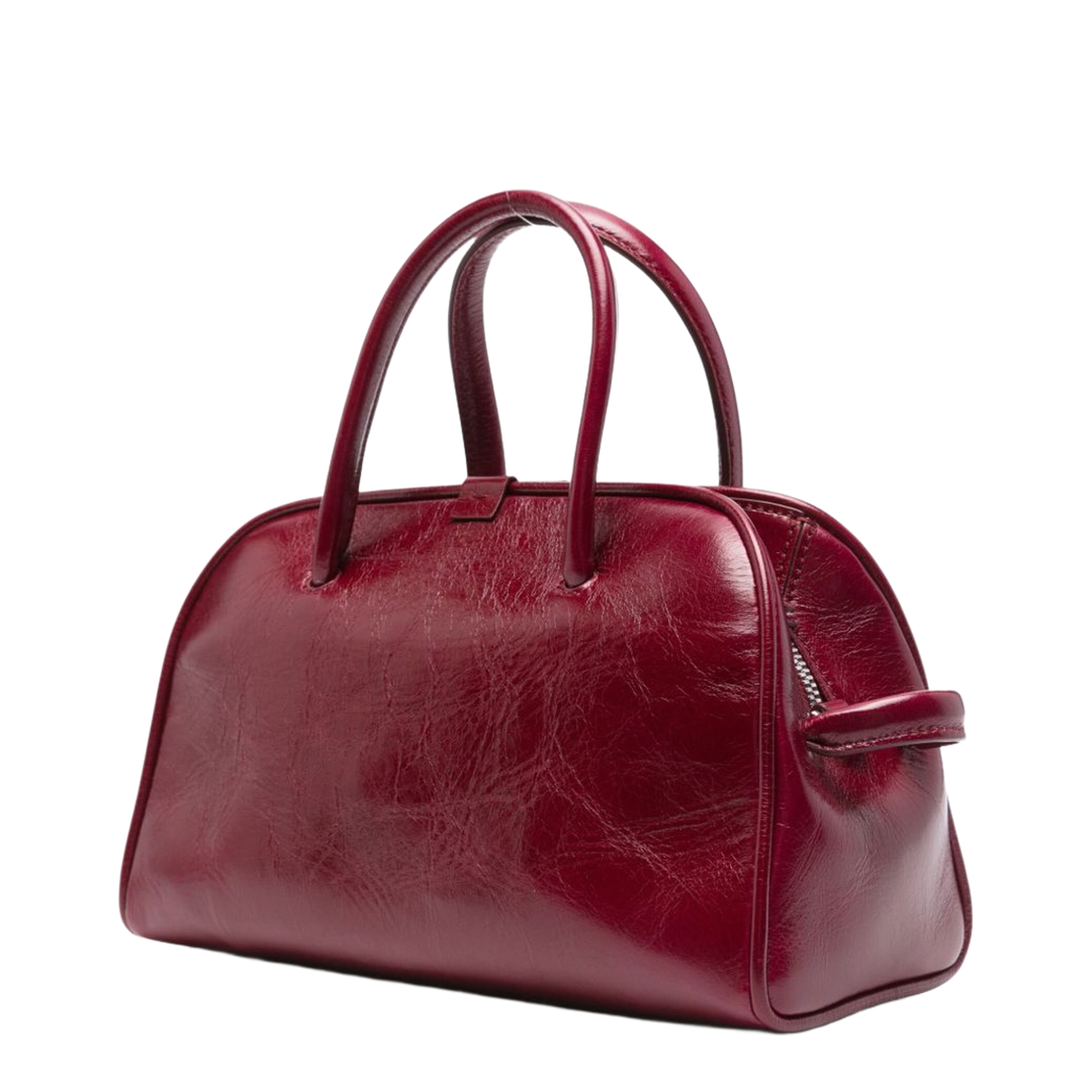 Turismo Small Leather Bowling Bag - Burgundy - Image 4