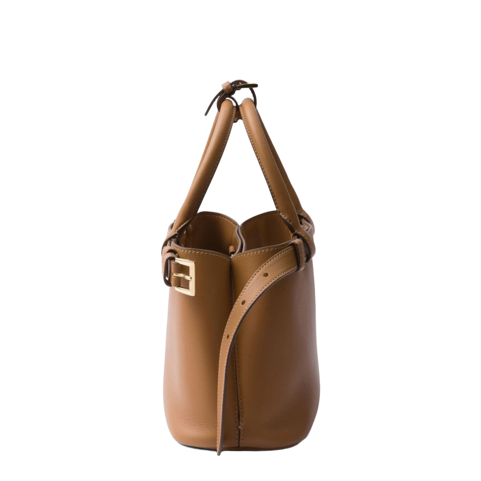 Buckle Small Calfskin Handbag - Caramel - Image 4