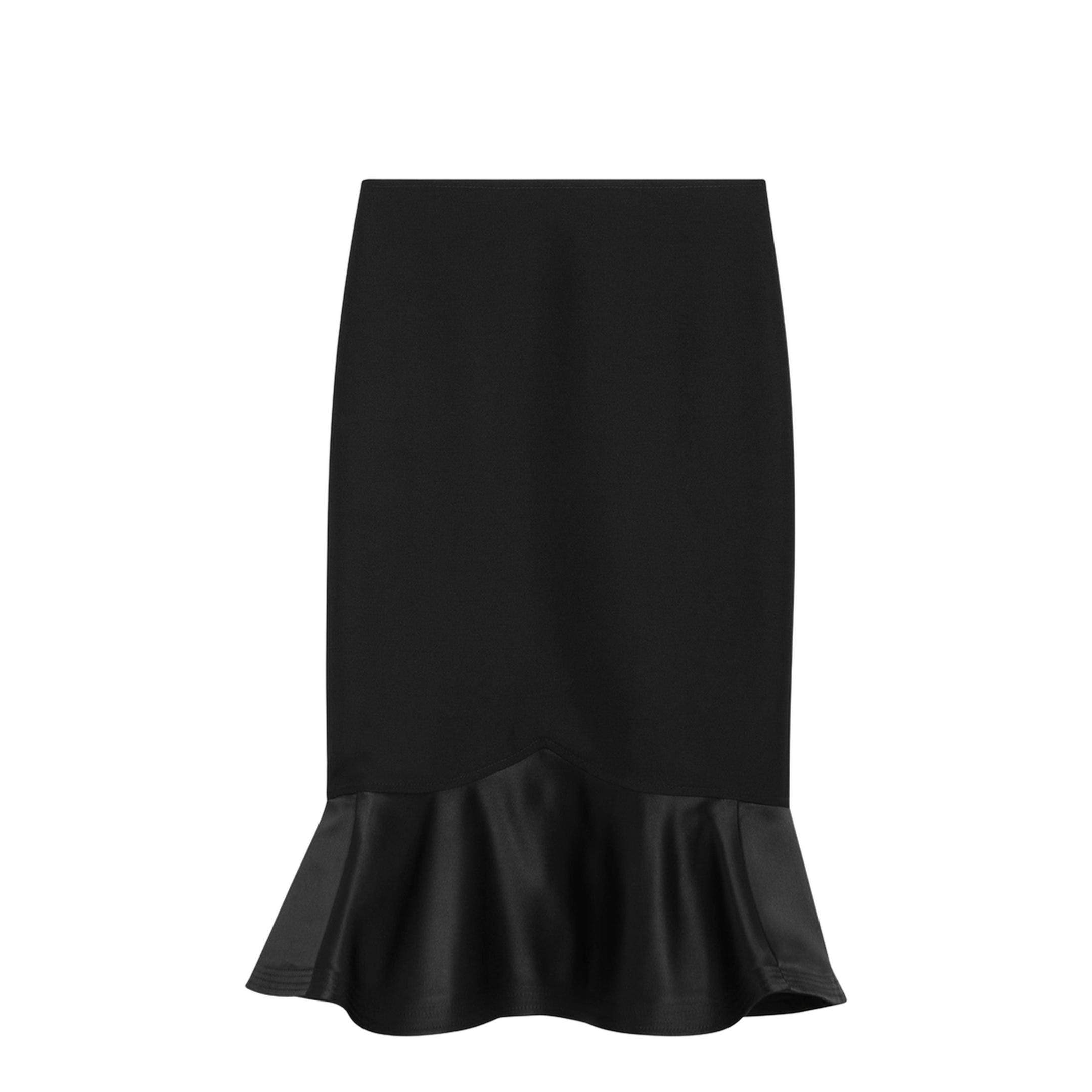 Black Grain de Poudre Wool Skirt - Image 1