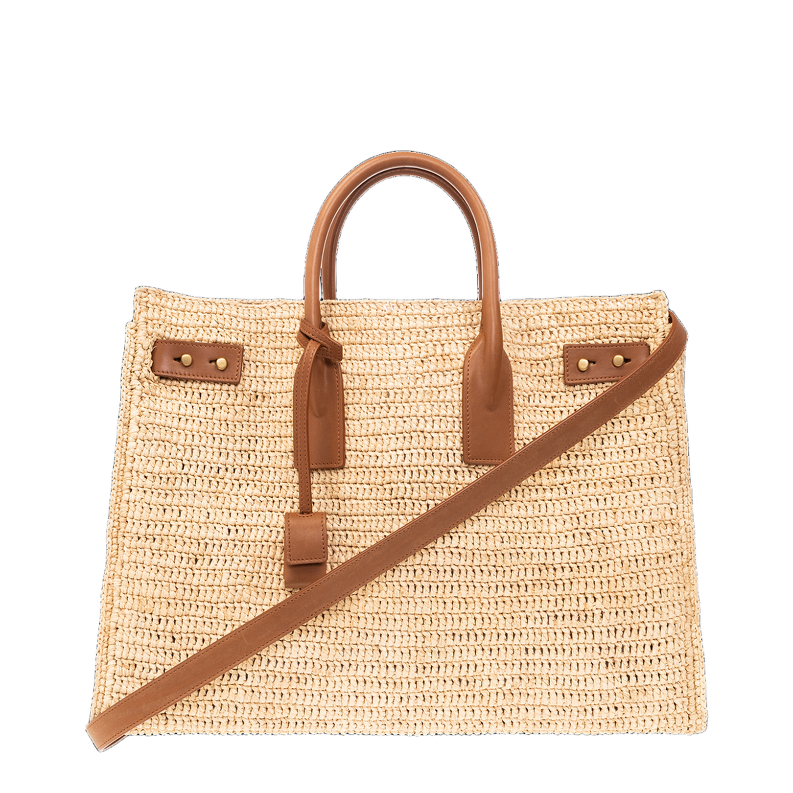 SAC DE JOUR SUPPLE IN RAFFIA AND LEATHER-MEDIUM - Image 2