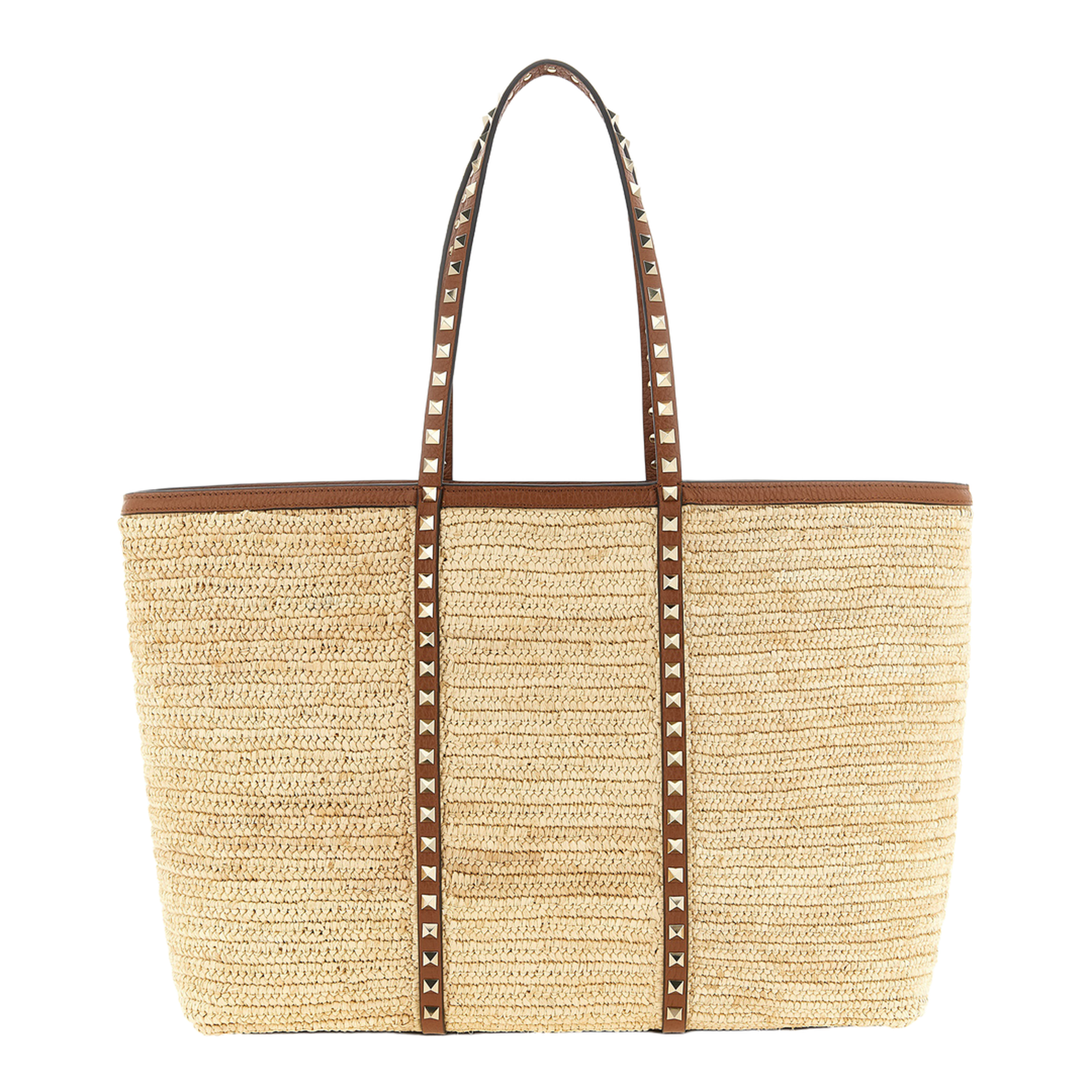 Rockstud Raffia Large Shopping Tote - Natural - Image 1