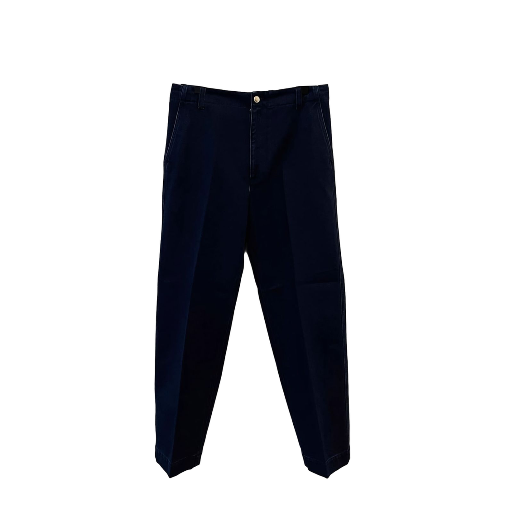 Washed Denim Pant with Embossed Label in Dark Blue - Image 1