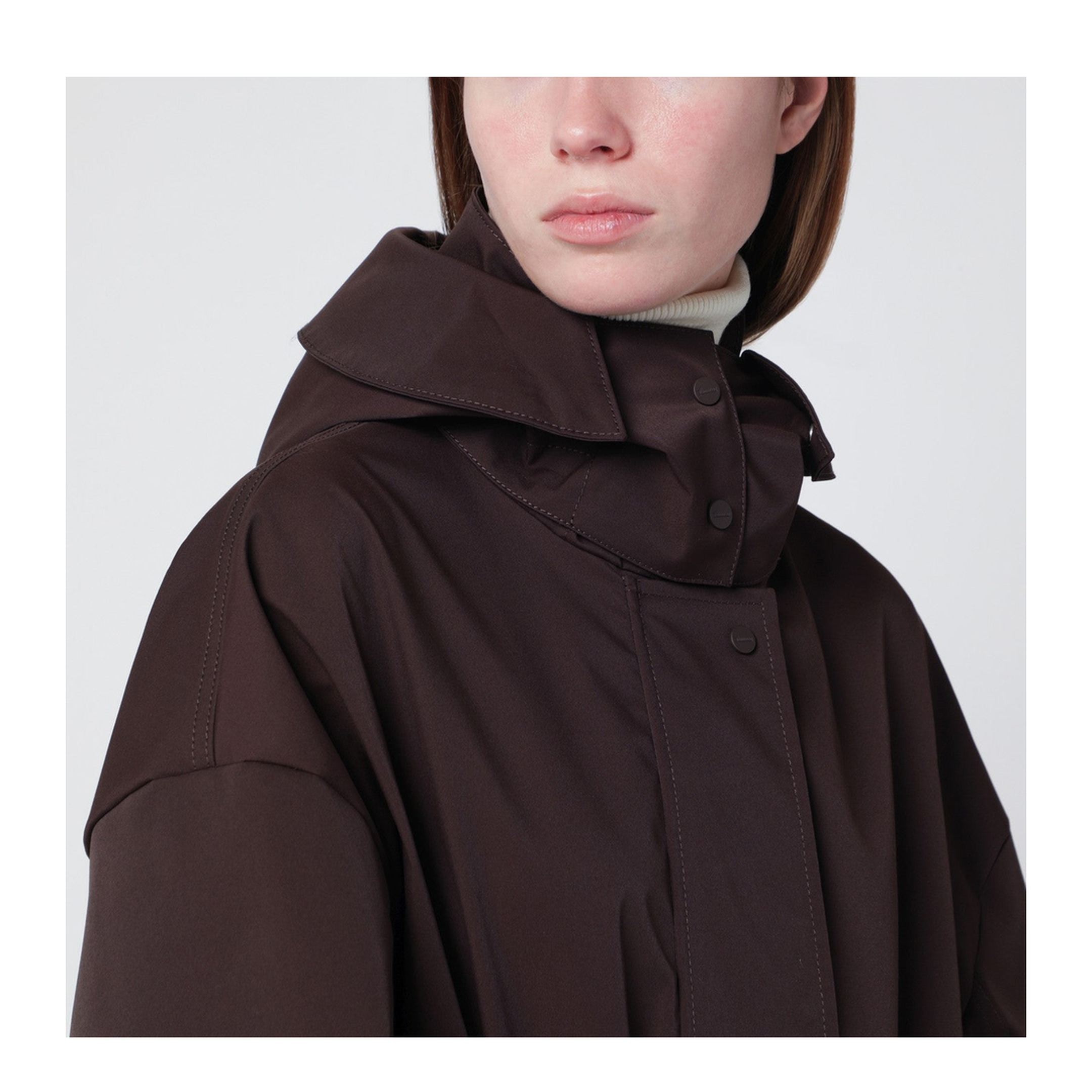 Short Laminar Coffee-Colored Parka - Image 2