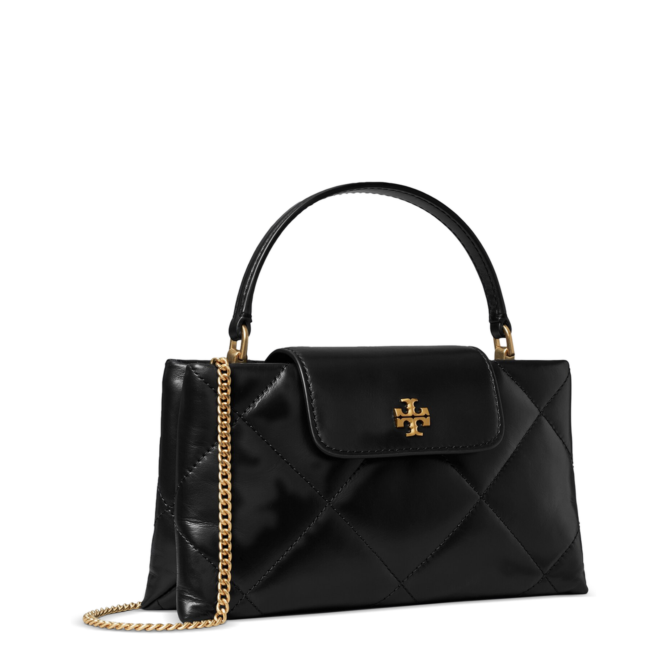 Diamond Quilted Chain Shoulder Bag - Black - Image 3