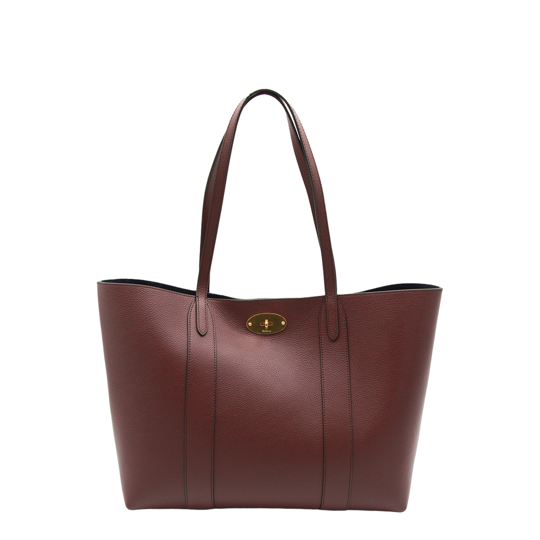 Bayswater Small Classic Grain Leather Tote - Burgundy - Image 1