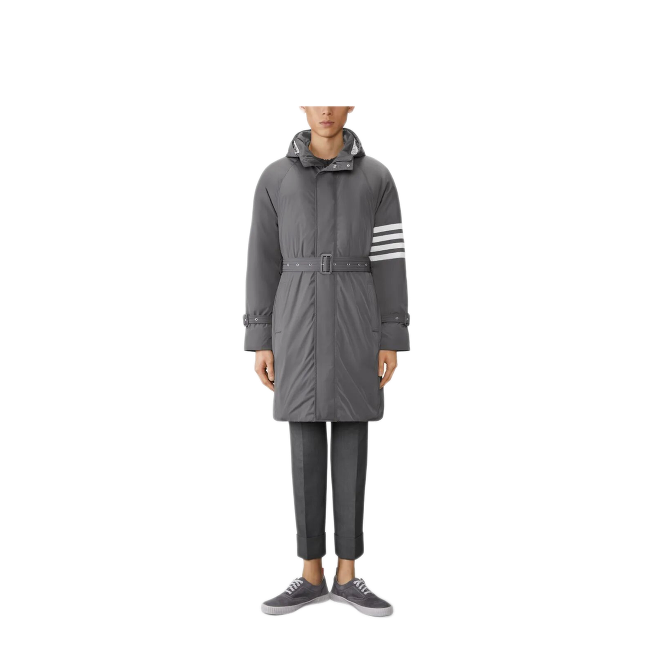 Poly Twill 4-Bar Hooded Down Parka with Belt - Image 2