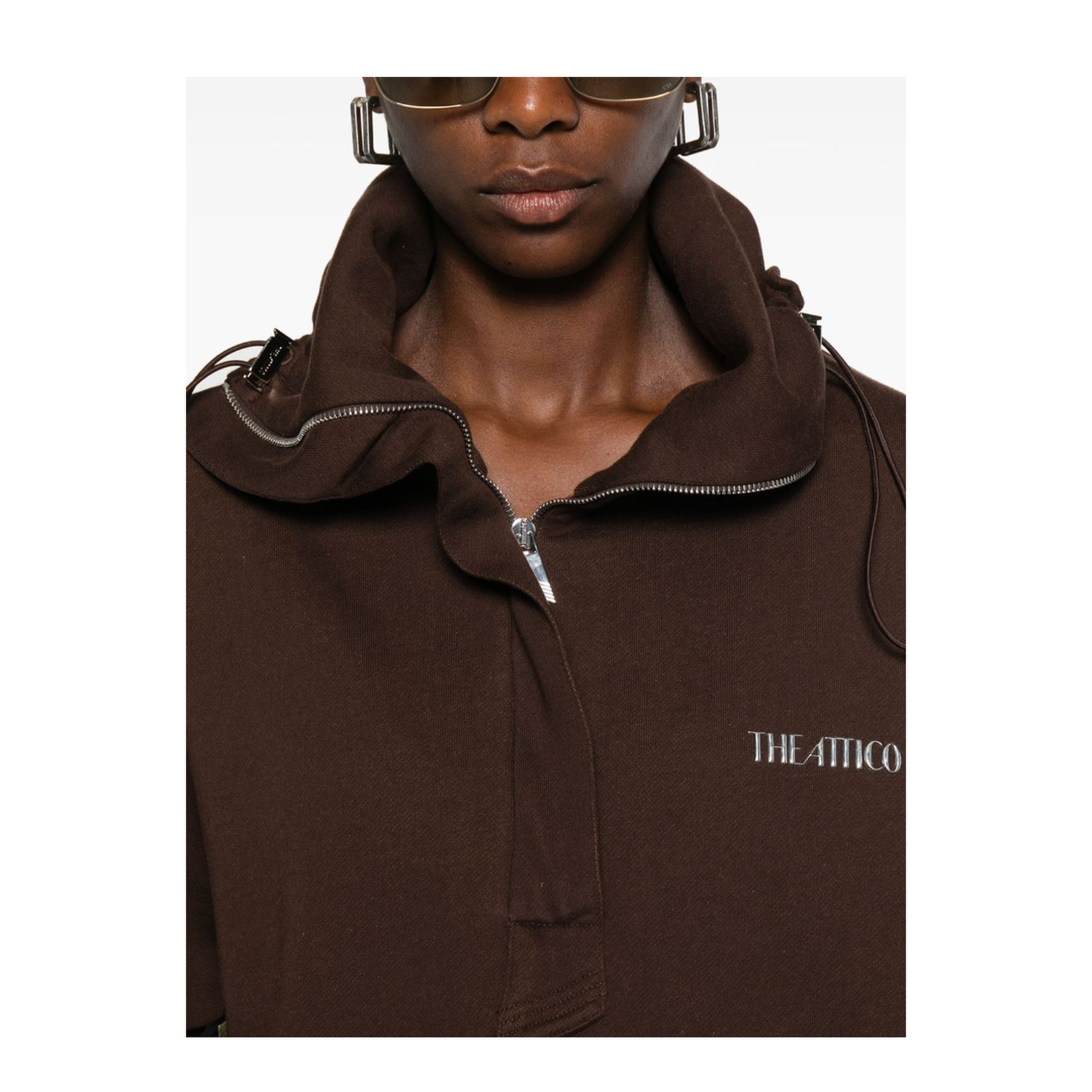 Brown Cotton Anorak Sweatshirt - Image 5