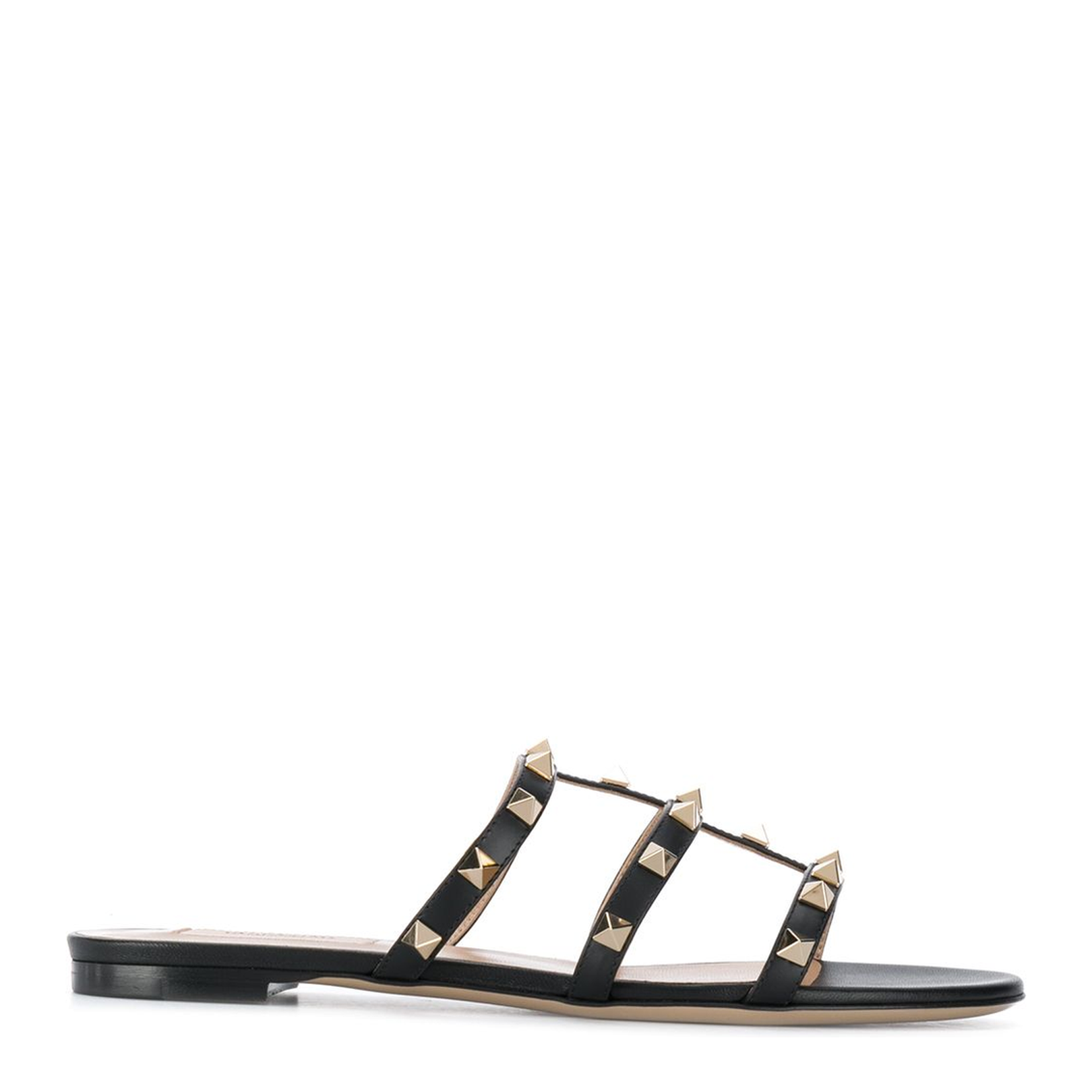 Rockstud Leather Flat Sandals - Image 1