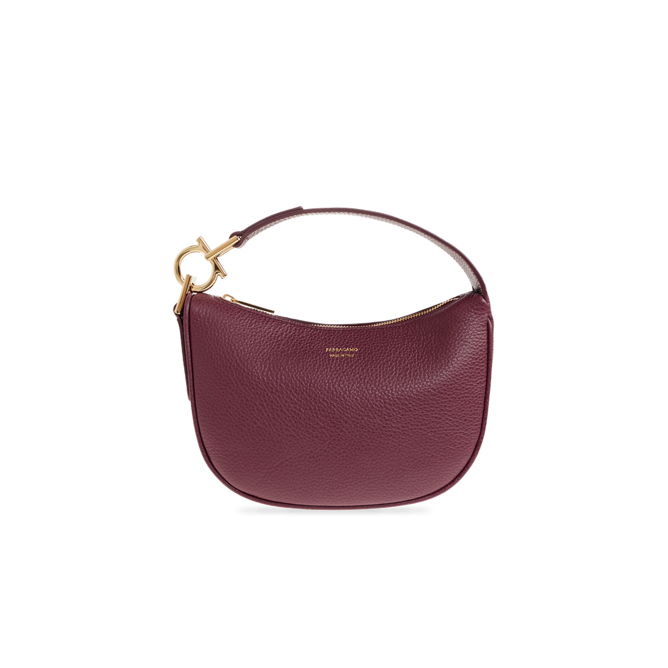 North-South Mini Hammered Calfskin Top Handle Bag - Plum - Image 1