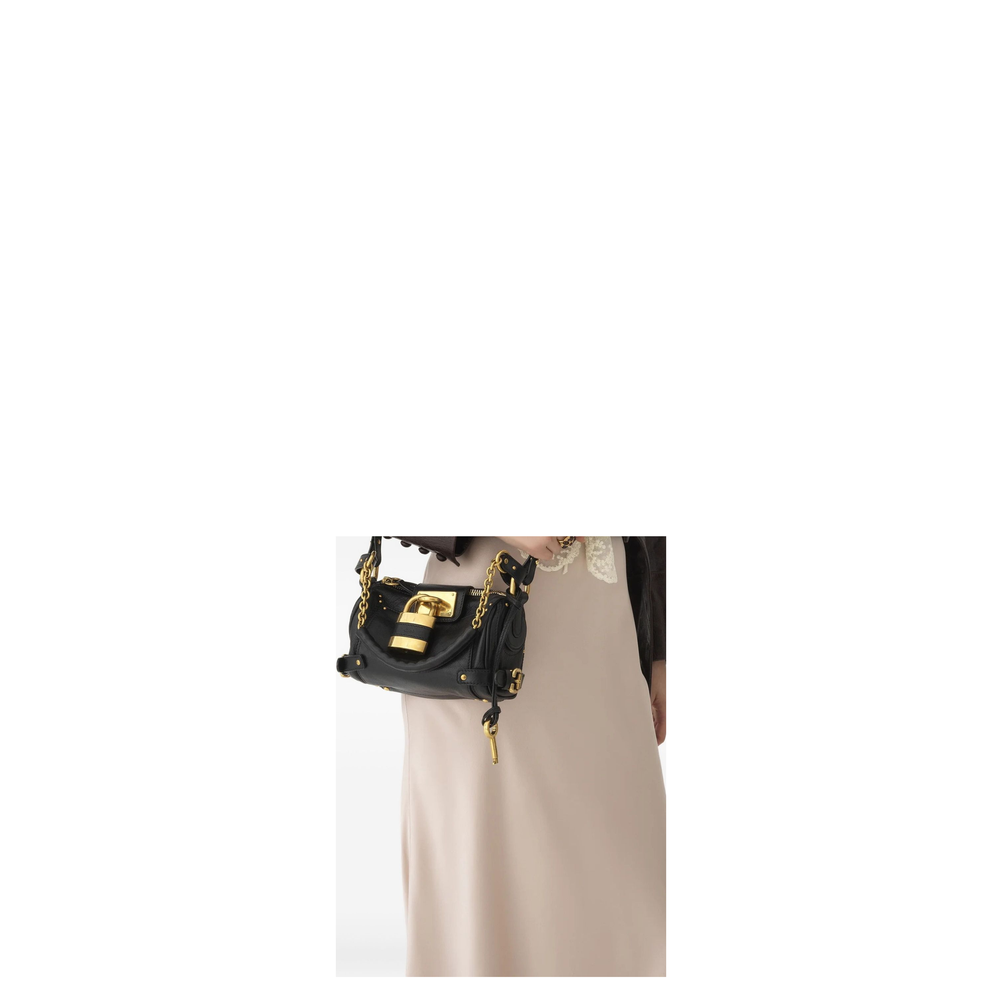 Small Paddington Chain Bag in Grained Leather Black - Image 2