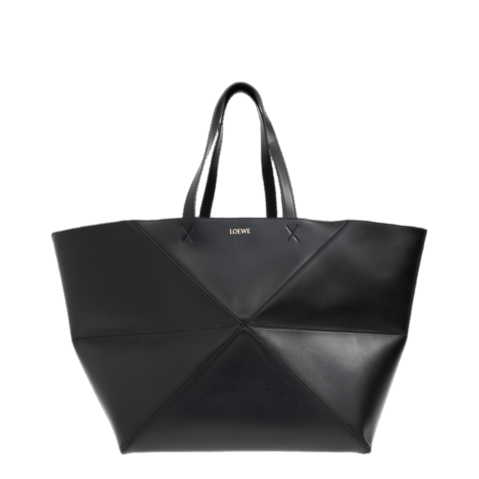 Puzzle Fold XXL Leather Tote Bags - Black - Image 1