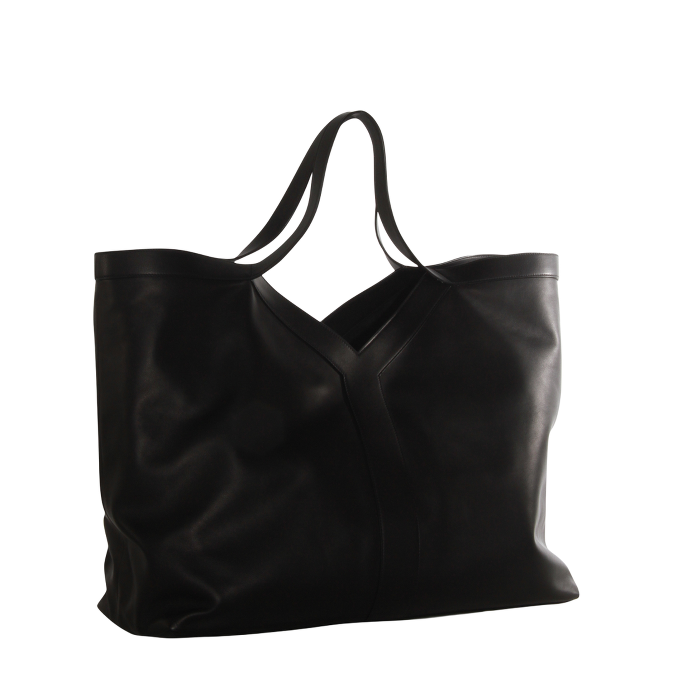Y Maxi Leather Top Handle Bag - Black - Image 2