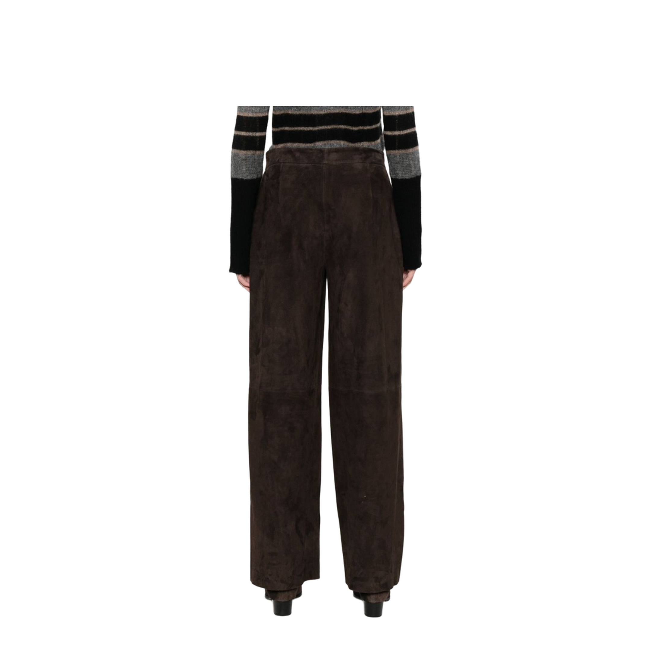High-Waist Brown Leather Trousers - Image 2