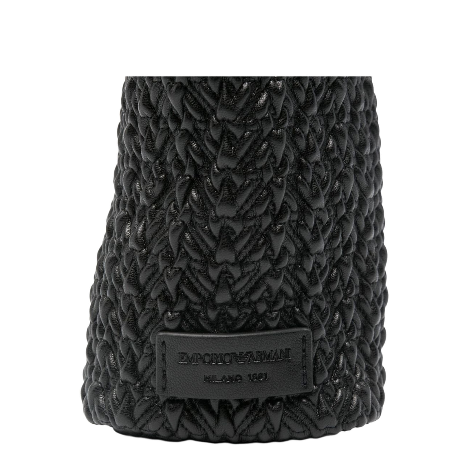 Small Embossed Leather Hobo Bag Black - Image 2