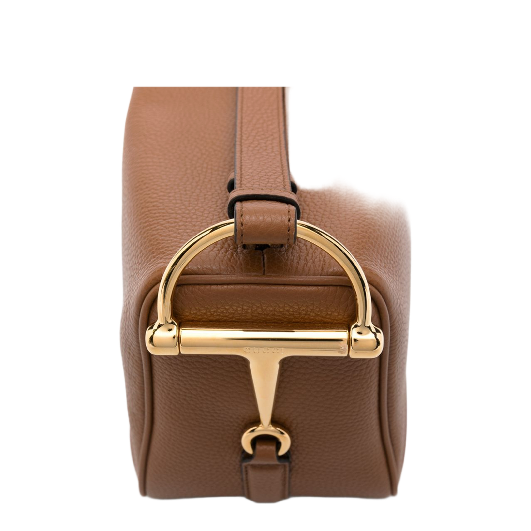 Half Horsebit Medium Grainy Leather Shoulder Bag - Brown Leather - Image 3