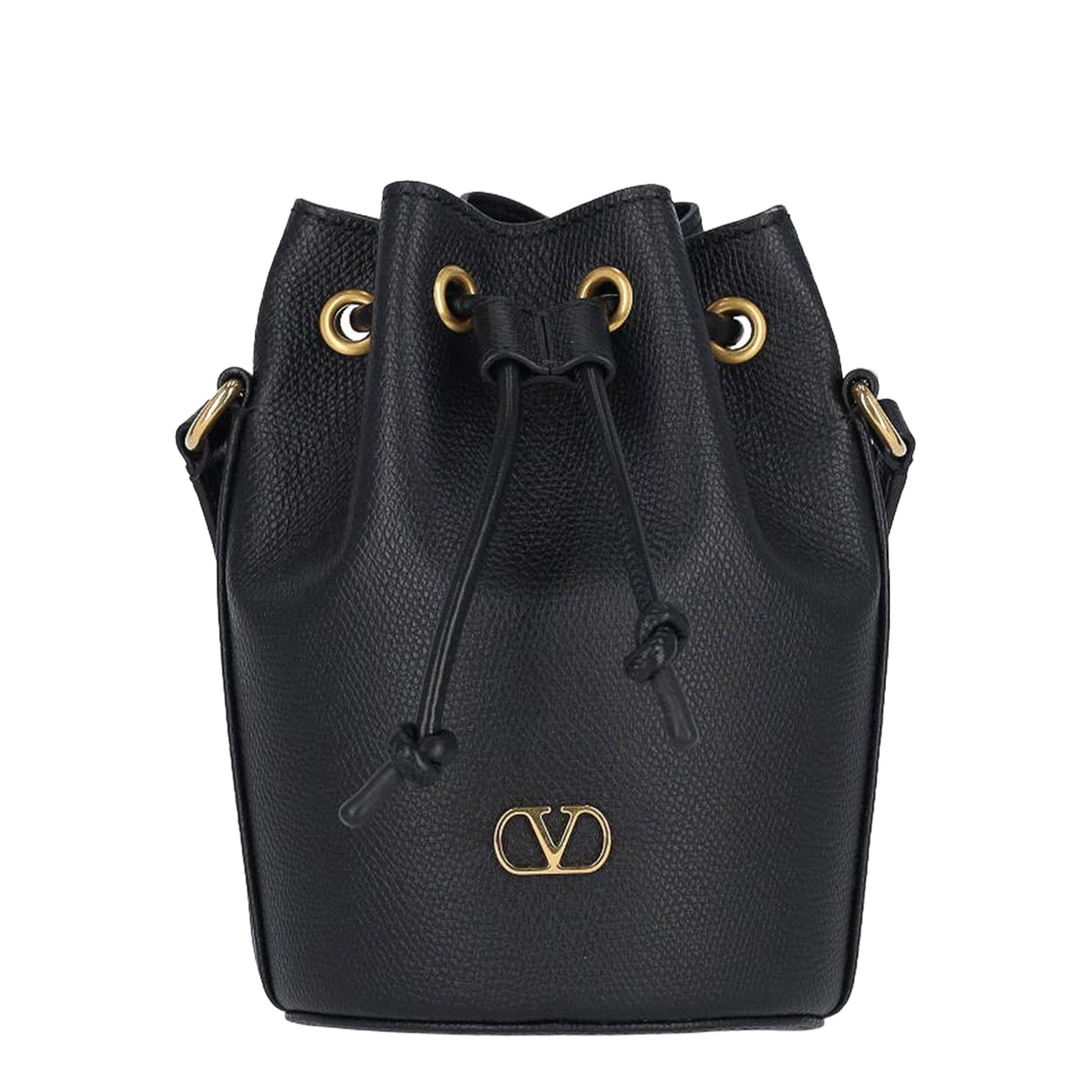 Black Leather Bucket Bag - Image 1