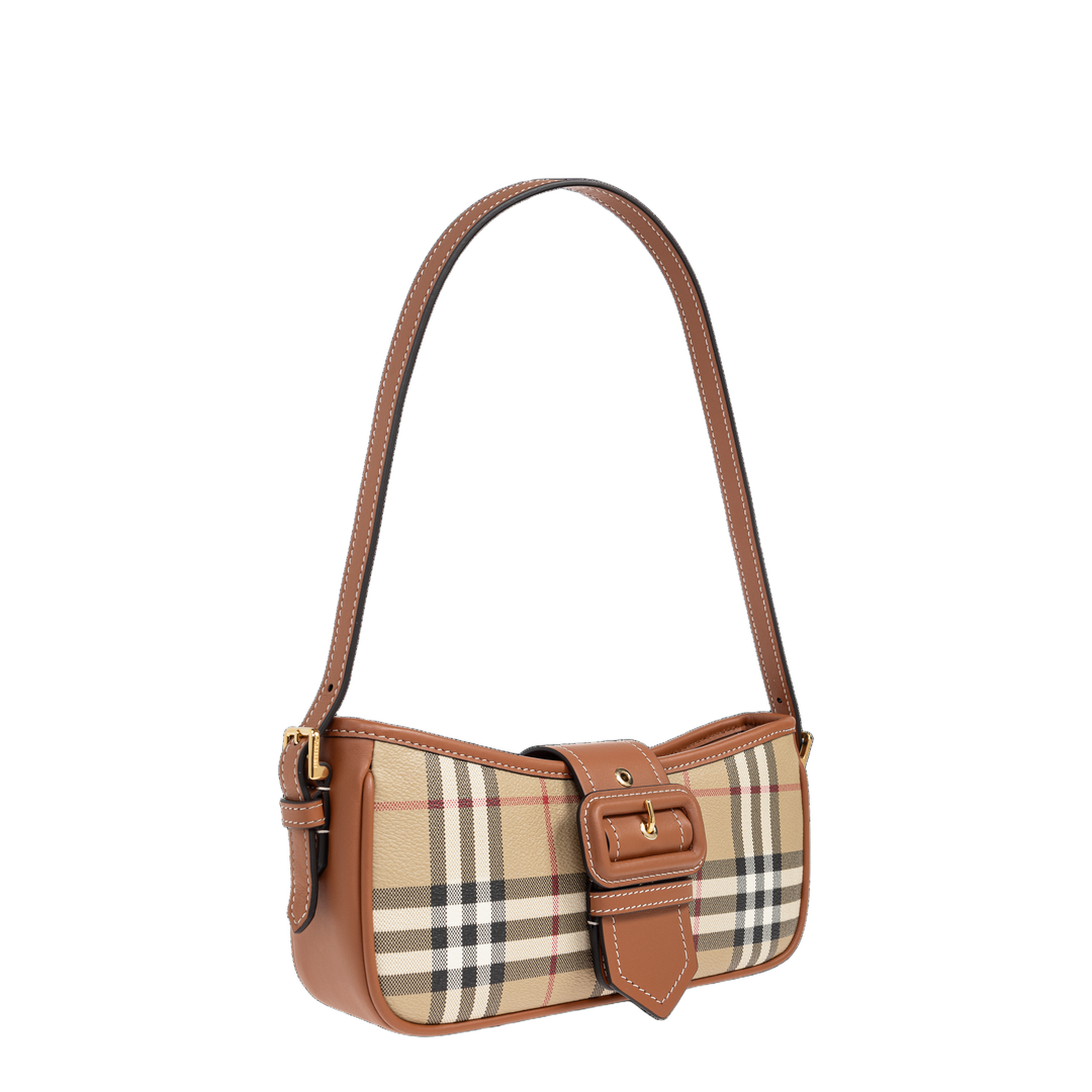Sling Coated Canvas Shoulder Bag - Vintage Check / Briar Brown - Image 4