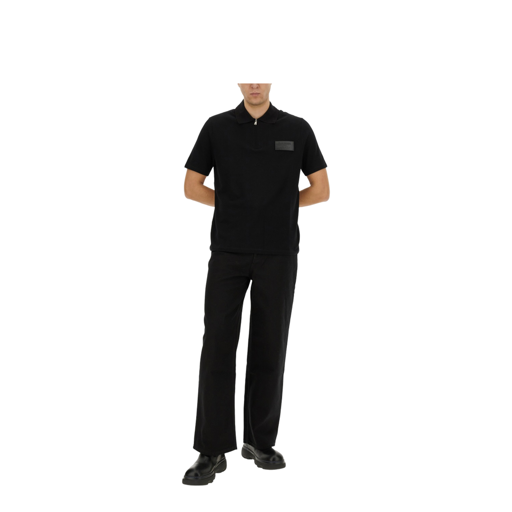 Cotton Polo with Patch Cotton Black - Image 2