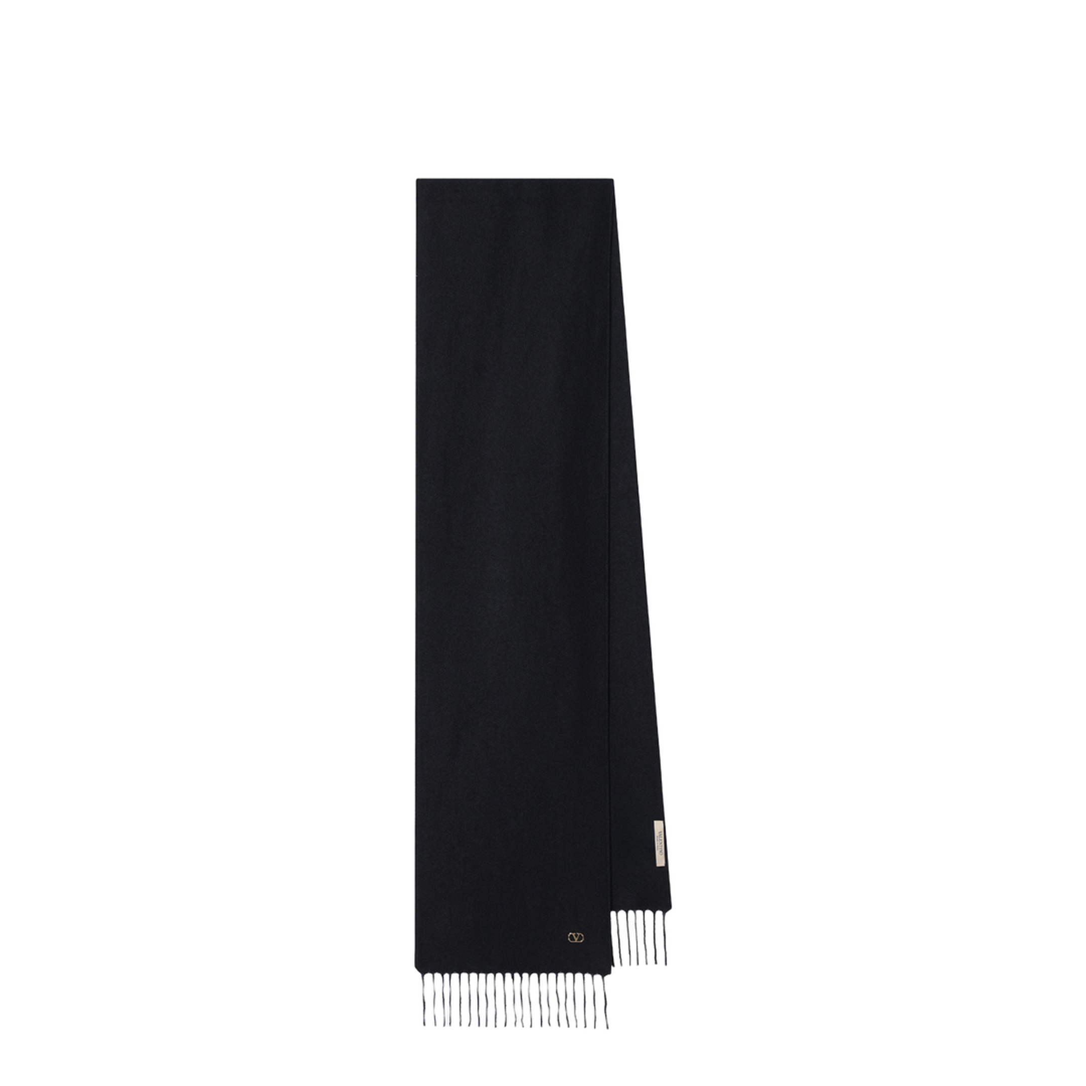 Black Cashmere Scarf With Vlogo Detail - Image 1