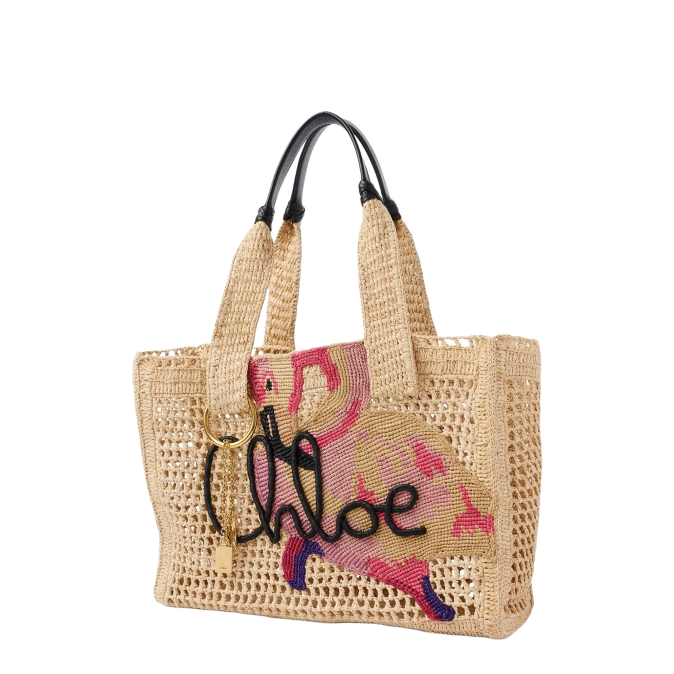 Summer Banana East-West Raffia Tote Bag - Beige - Image 2