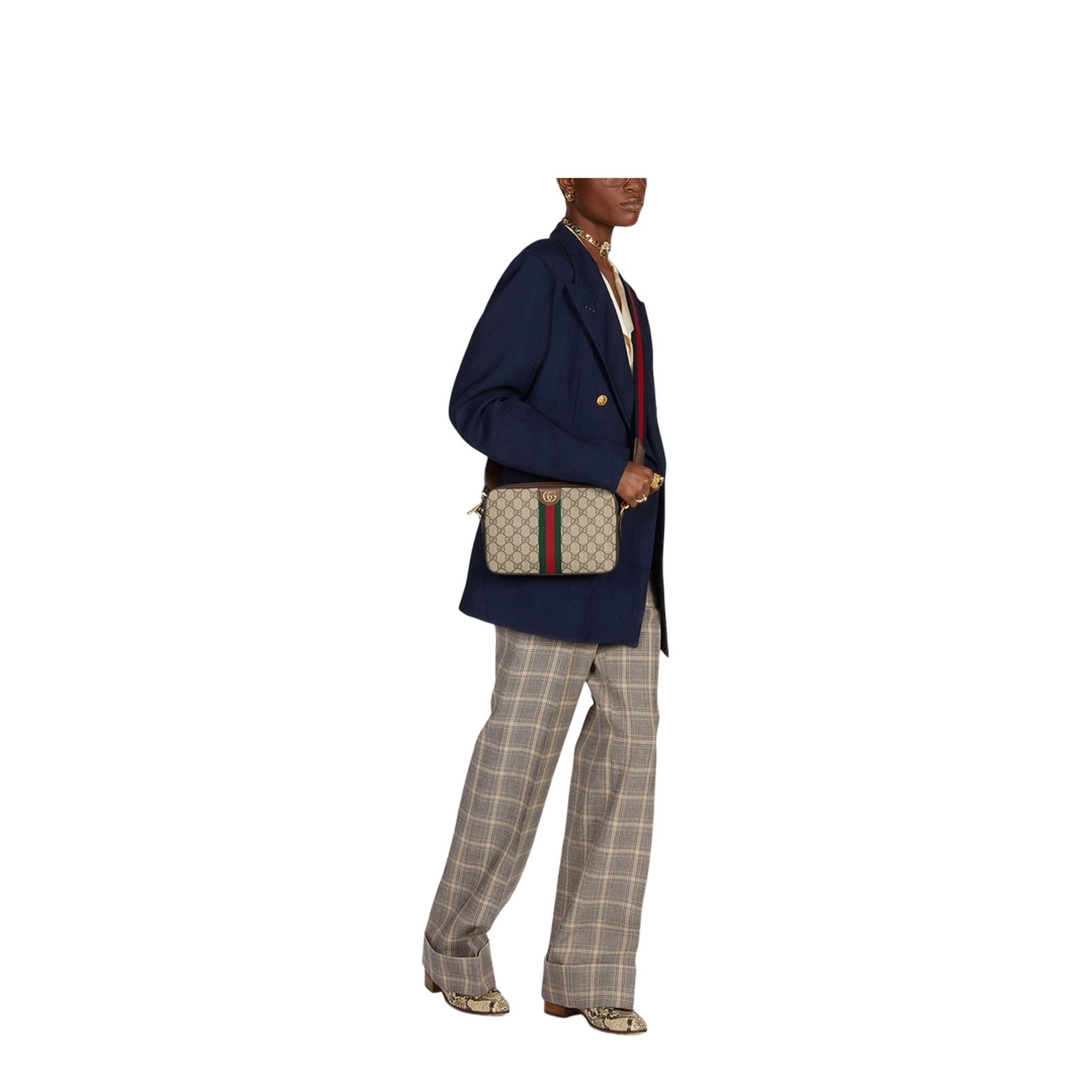 Ophidia Small Canvas Crossbody Bag - Beige - Image 2