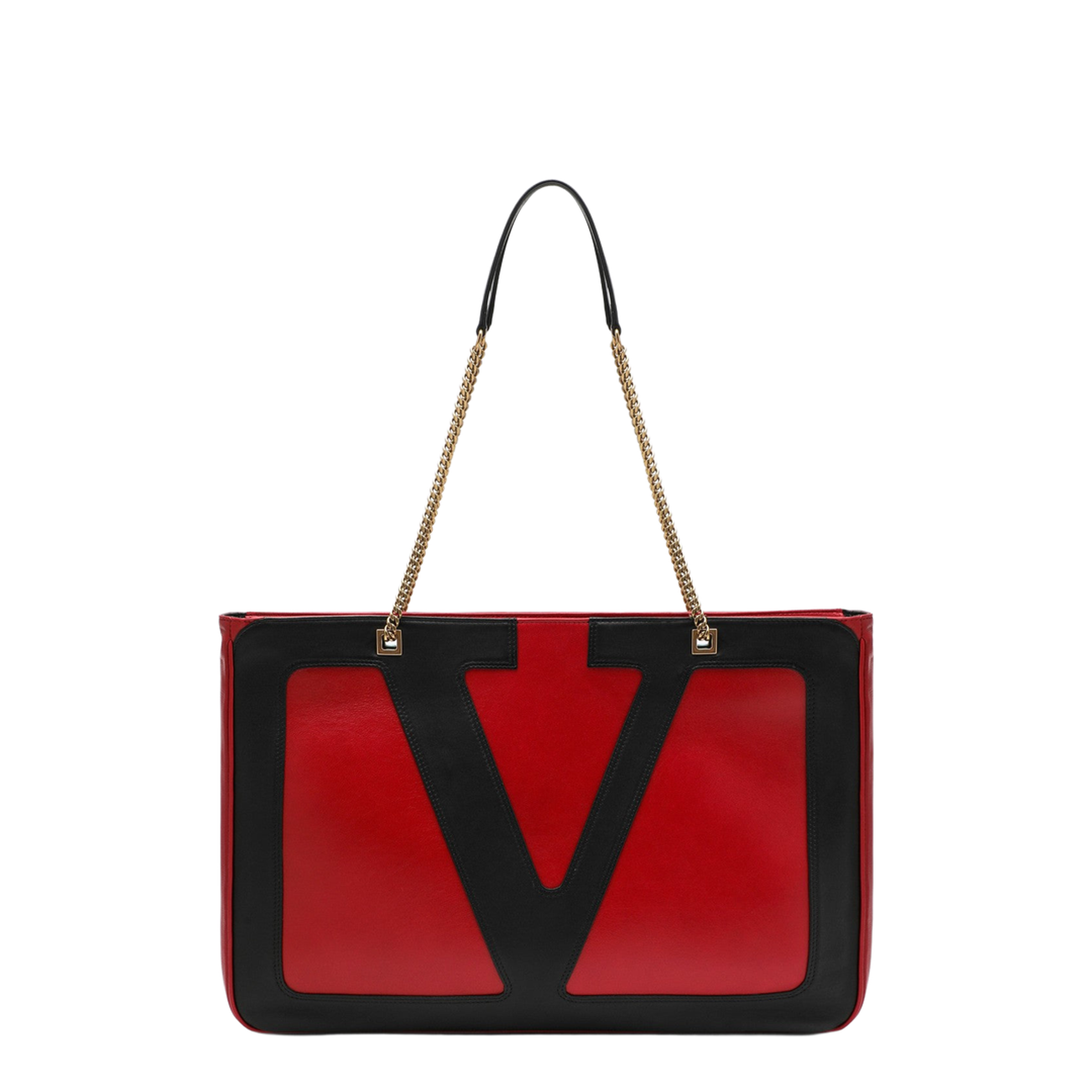 Viva Superstar Large Nappa Leather Tote Bag - Red/Black - Image 1