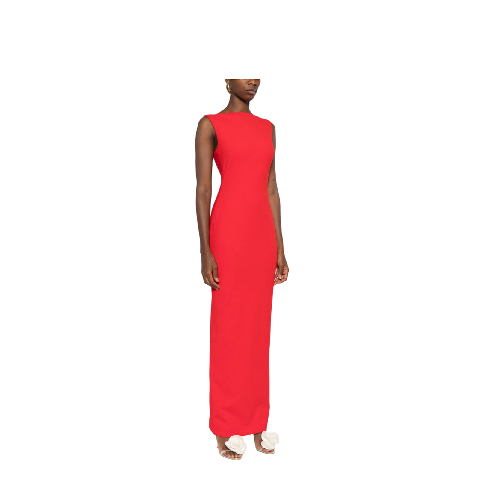 Red Boat Neck Sleeveless Maxi Dress - Image 2