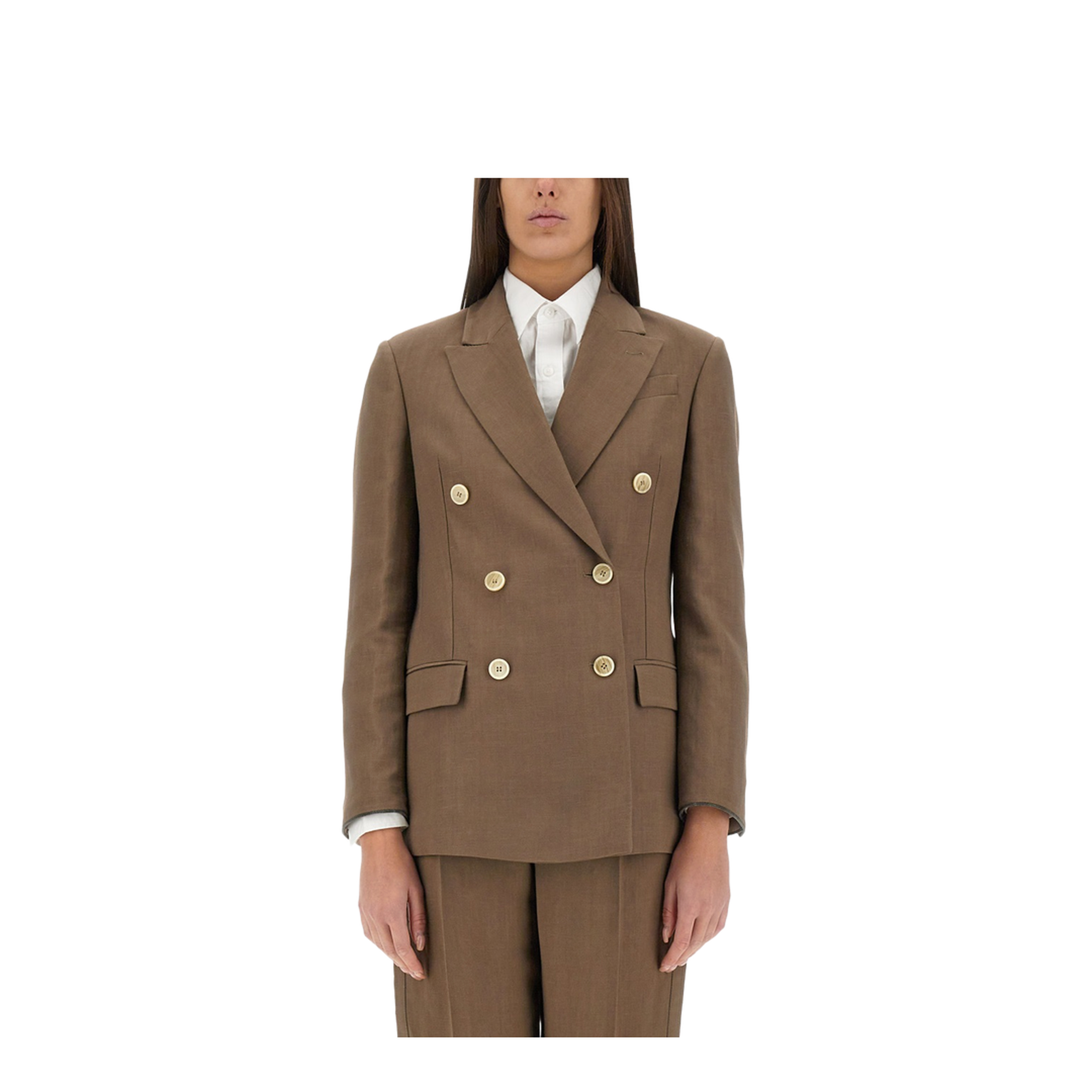 Linen Blend Double-Breasted Jacket - Image 1