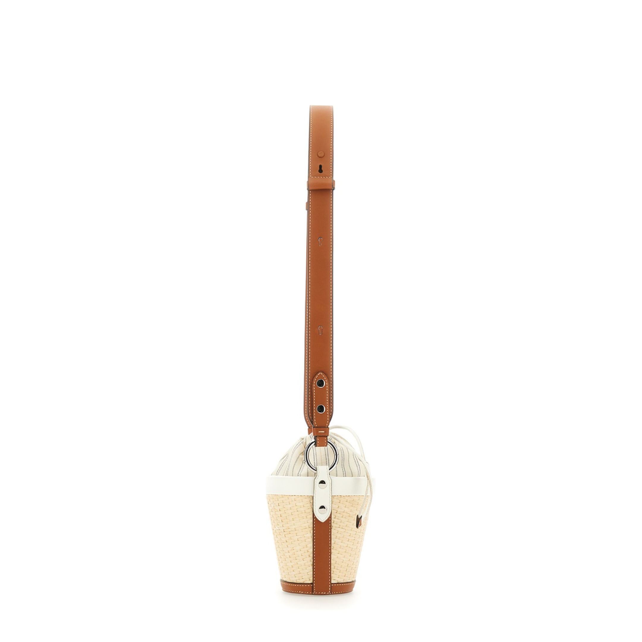 Fire Medium Raffia Bucket Bag - Off-White/Ivory - Image 3