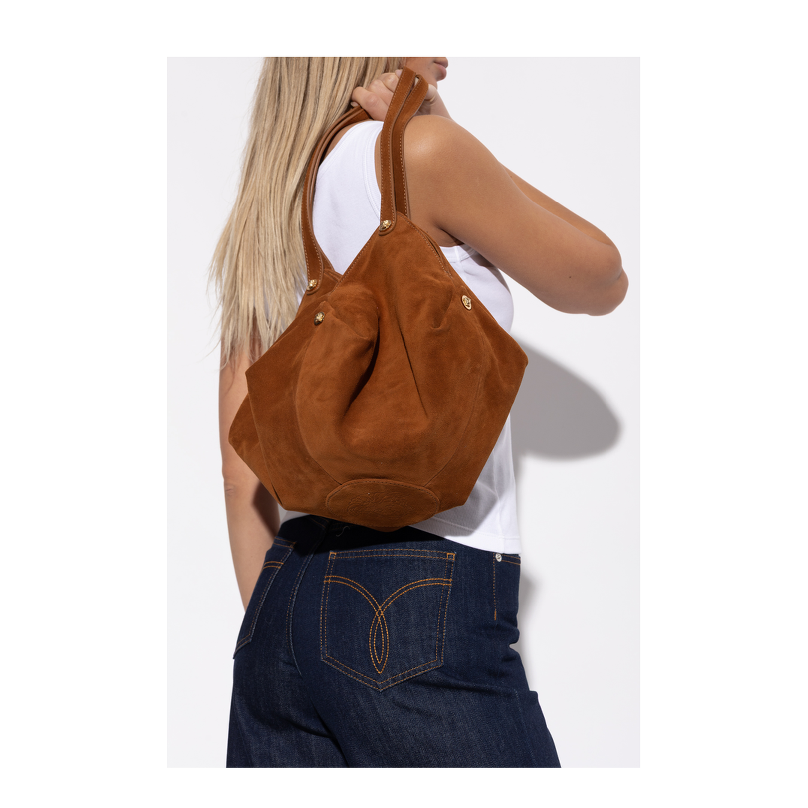Protea Bucket Bag Suede Brown - Image 2