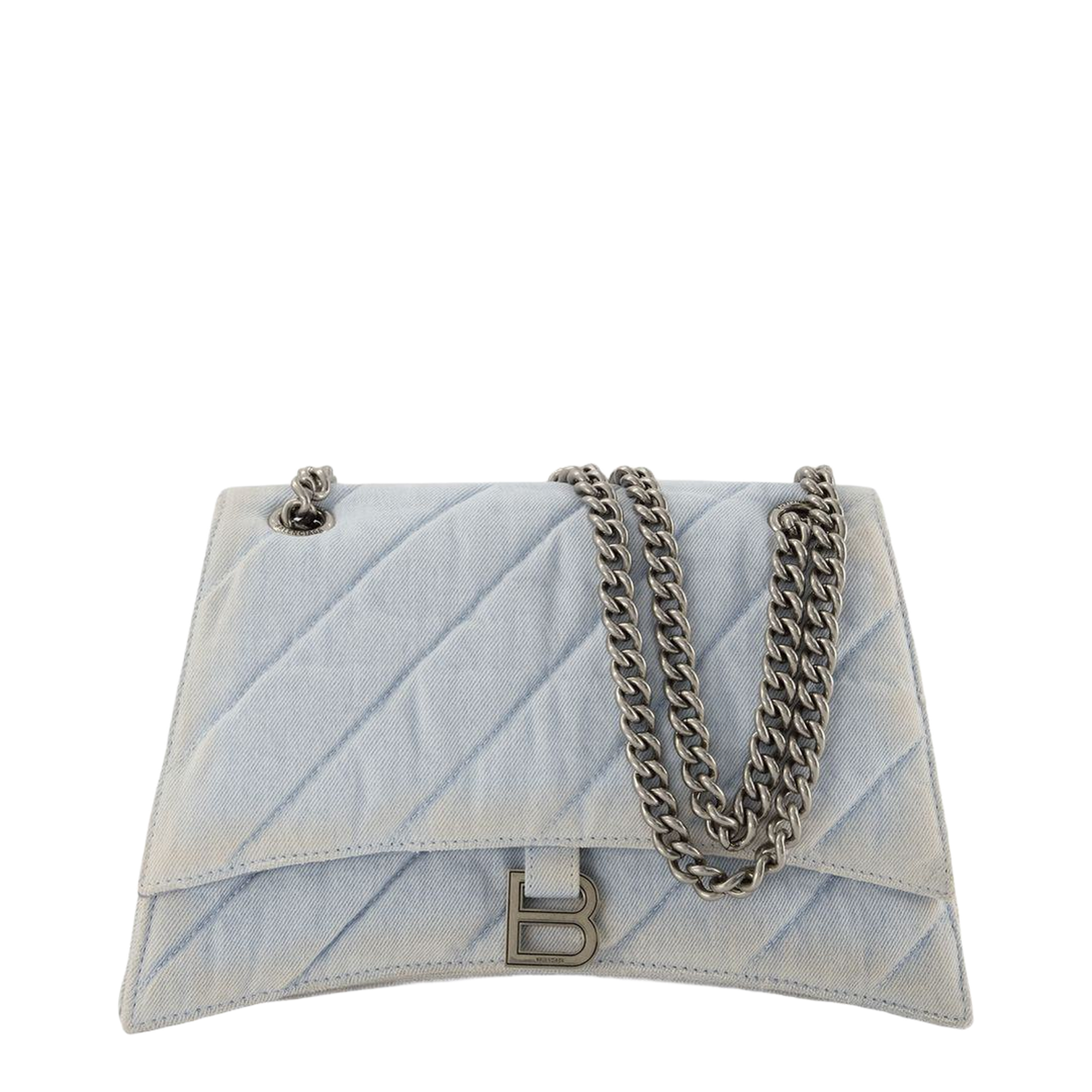 Light Blue Denim Crush Shoulder Bag - Image 1