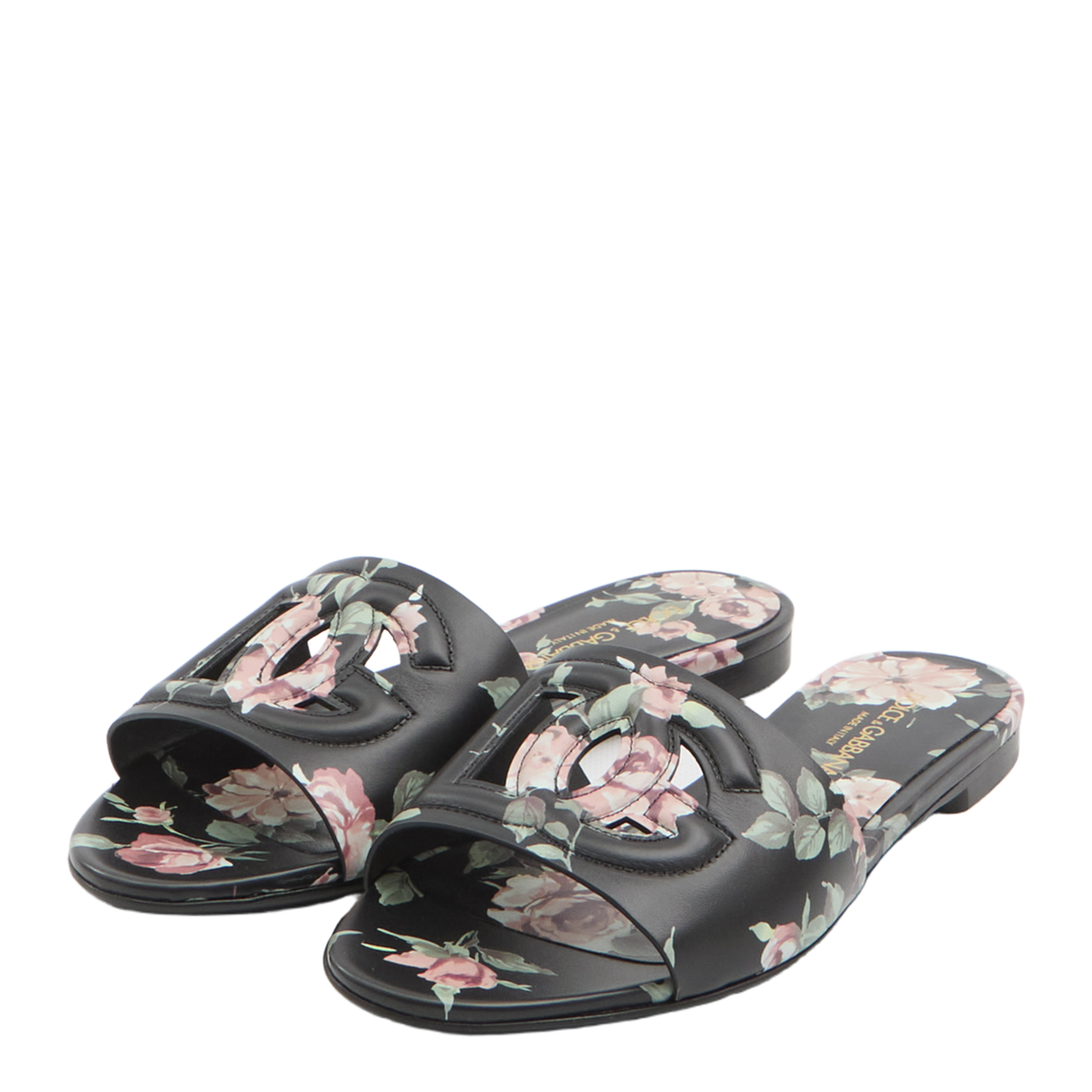 Black Slide Sandals with Cut Out Logo - Image 2