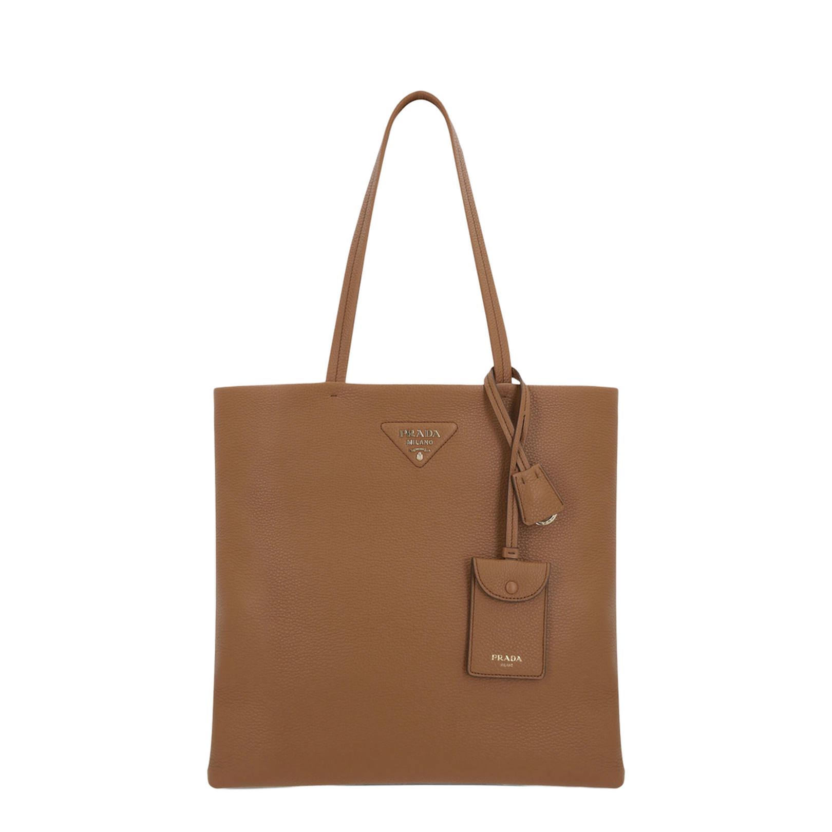 Triangle Logo Large Calfskin Tote - Cognac - Image 1