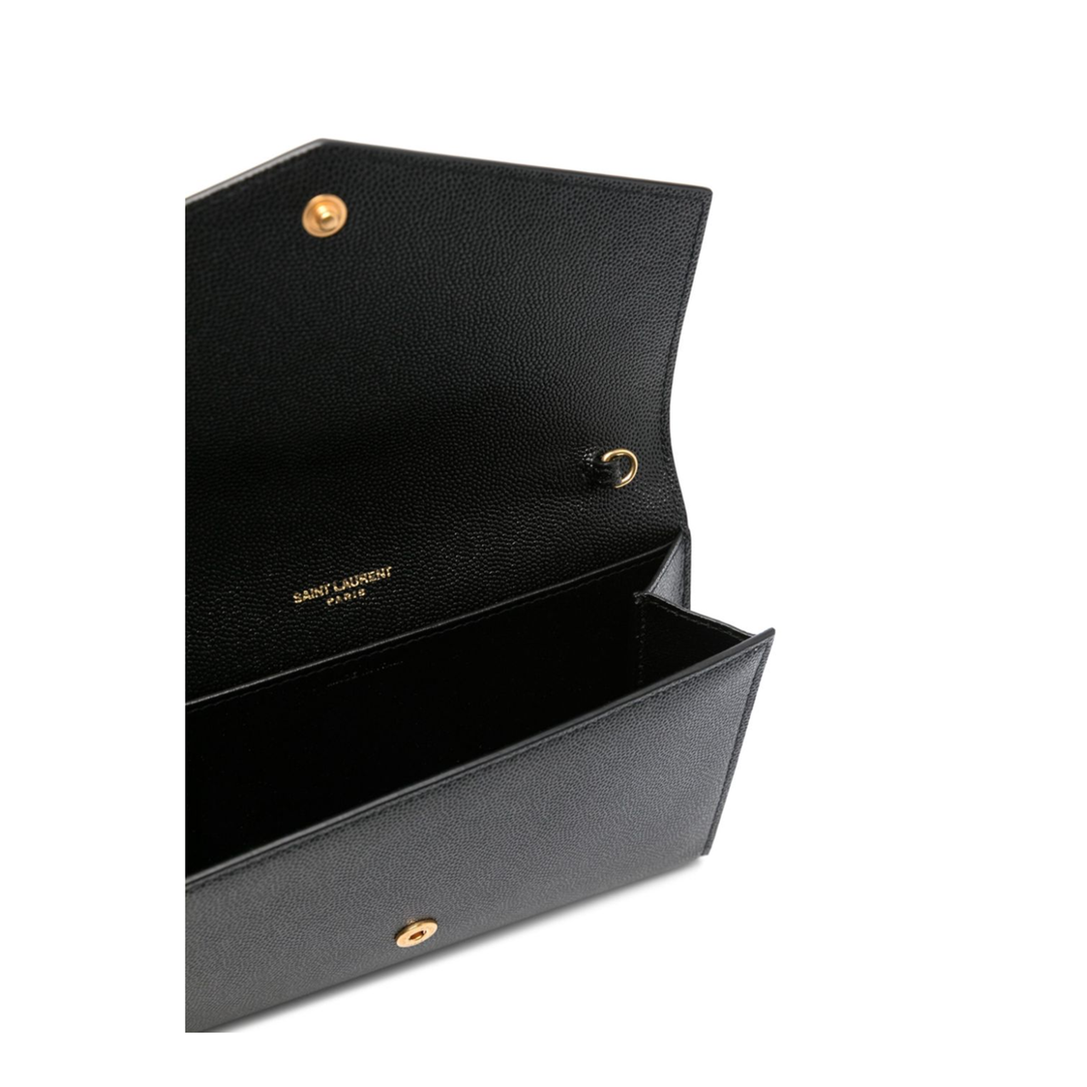 Uptown Grain de Poudre Embossed Leather Chain Wallet - Black - Image 2