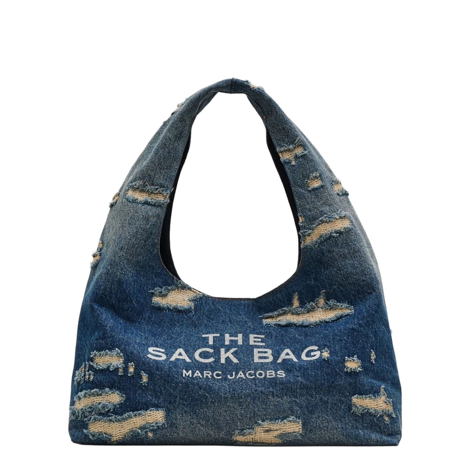 Indigo Blue Cotton Ripped Detailing Shoulder Bag - Image 1