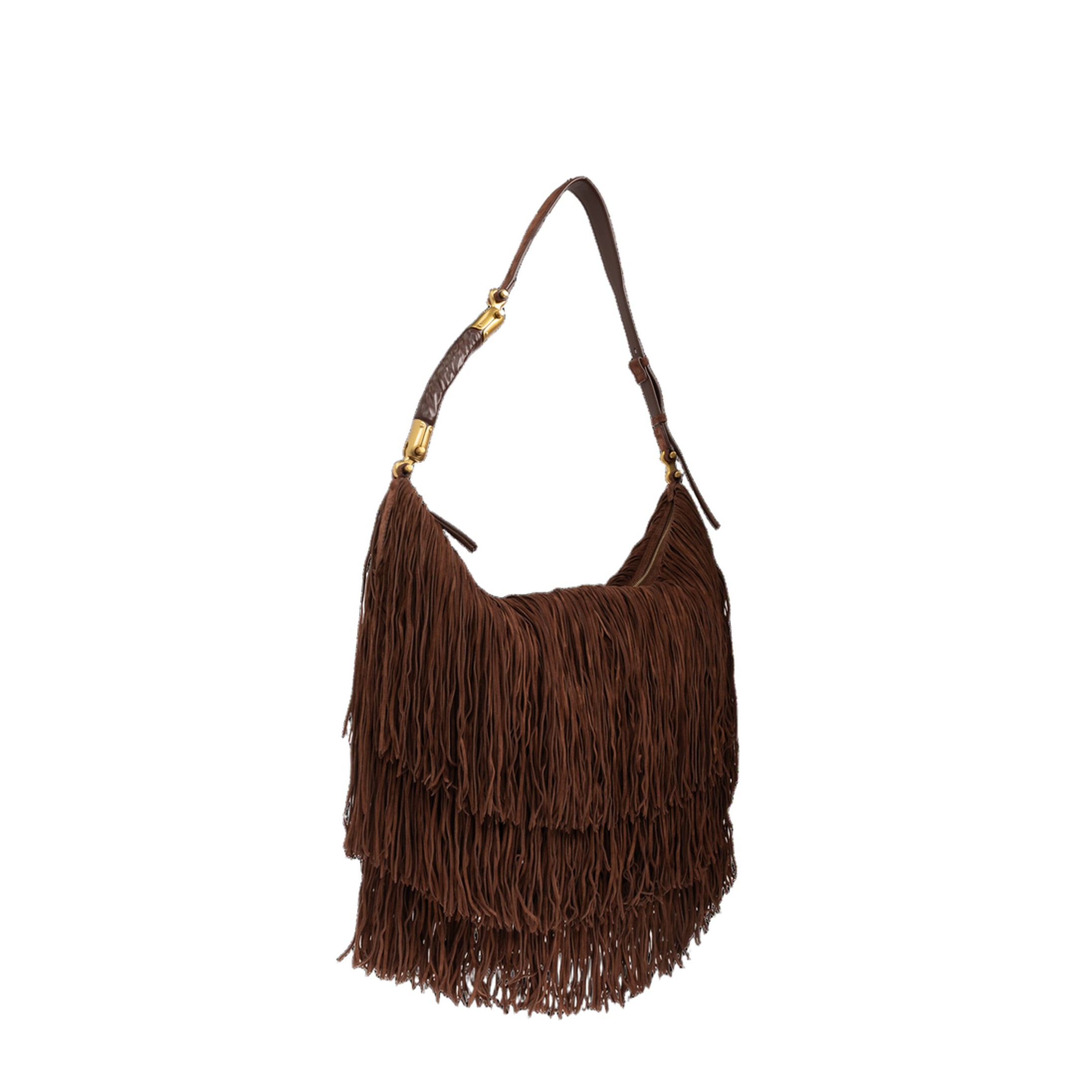 Ébène Large Suede Hobo Bag - Dark Brown - Image 4