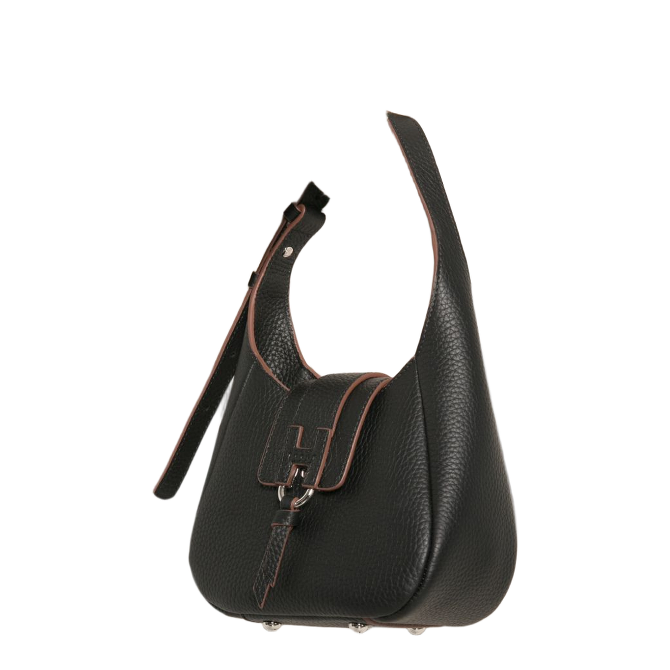 Trend Mini Calf Leather Hobo Bag - Black - Image 3