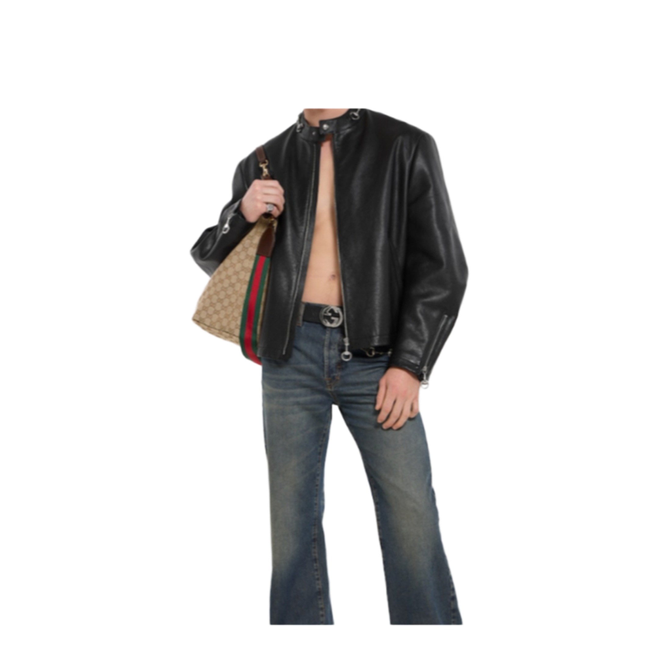 Leather Jacket with Horsebit in Black - Image 3