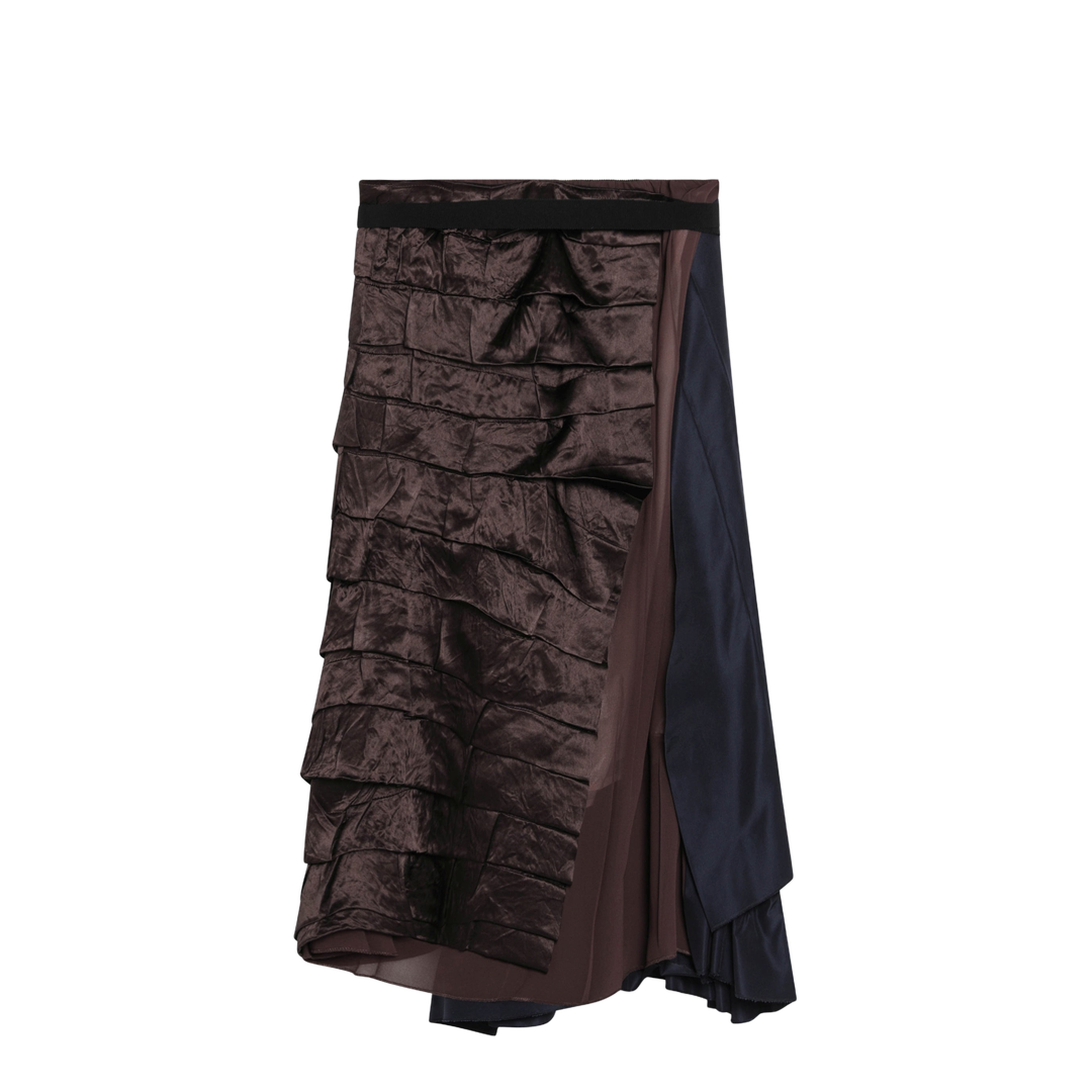 Blue Patchwork Faille Wrap Skirt - Image 2